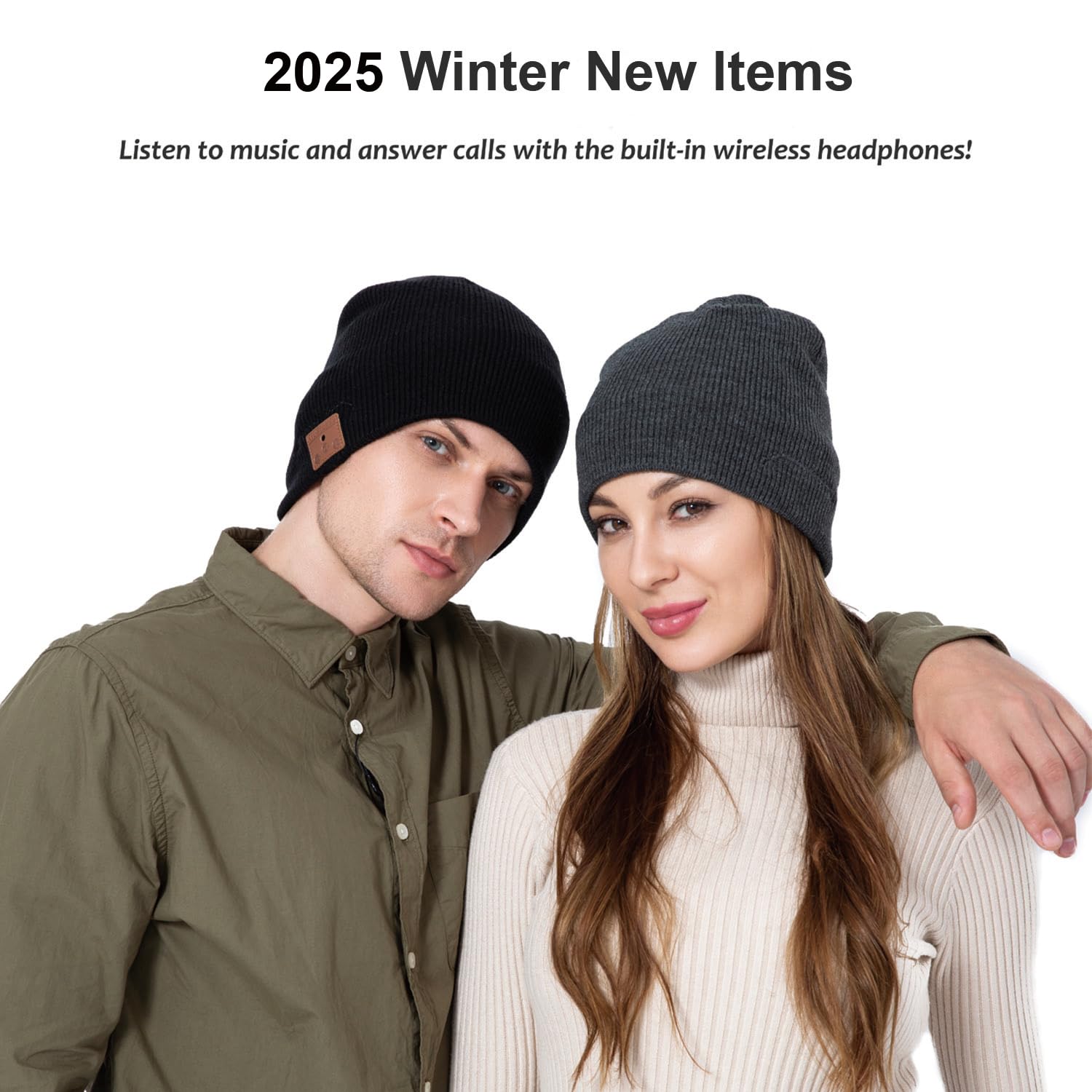beanie Bluetooth, MUSICBEE Bluetooth V5.2 Wireless Knit Winter Cap, 30 Hour Play - beanie Official Product View 6