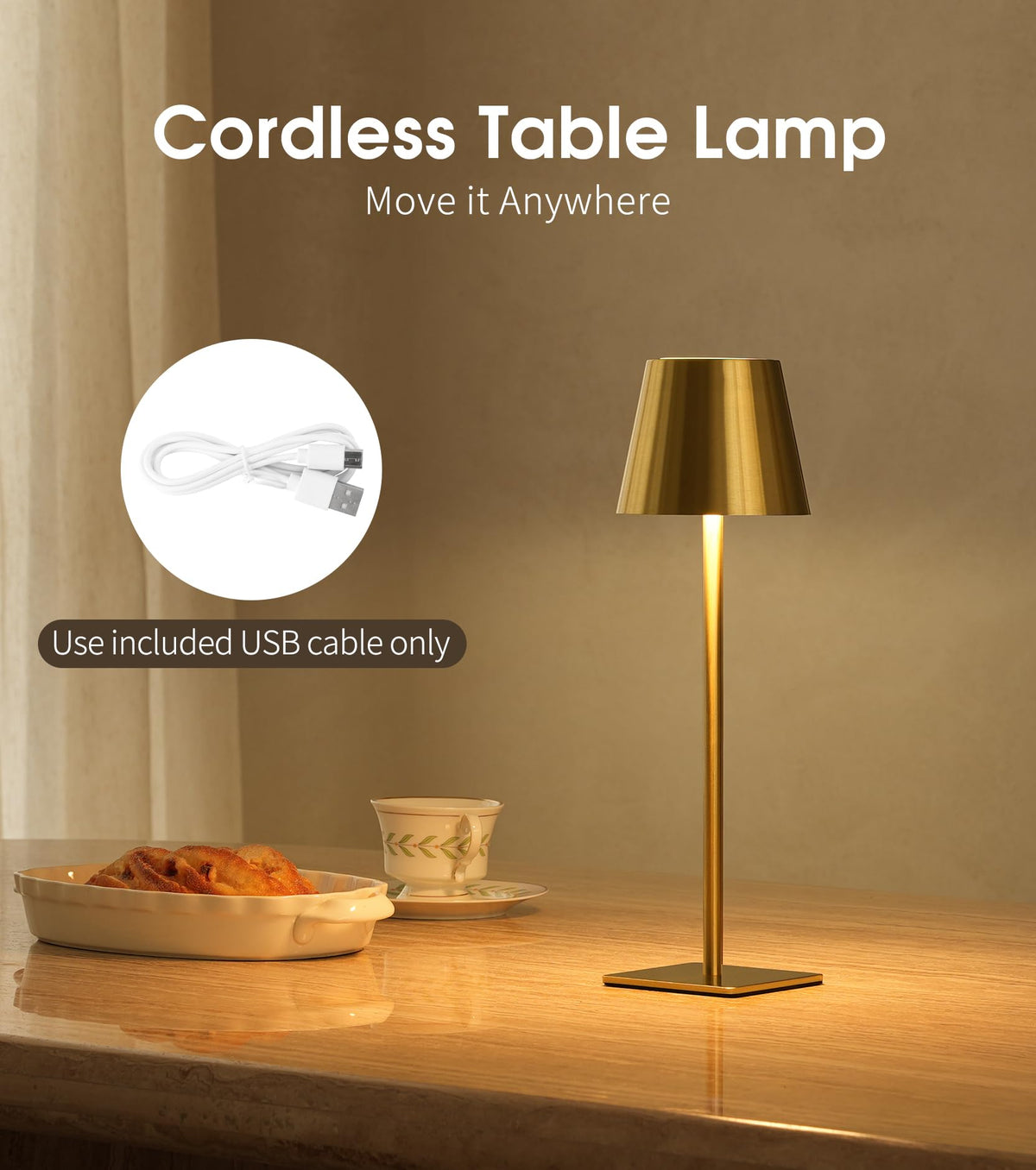 UME 3 Pack Cordless Table Lamp Battery Operated Lamp - UME Official Imagery - 3