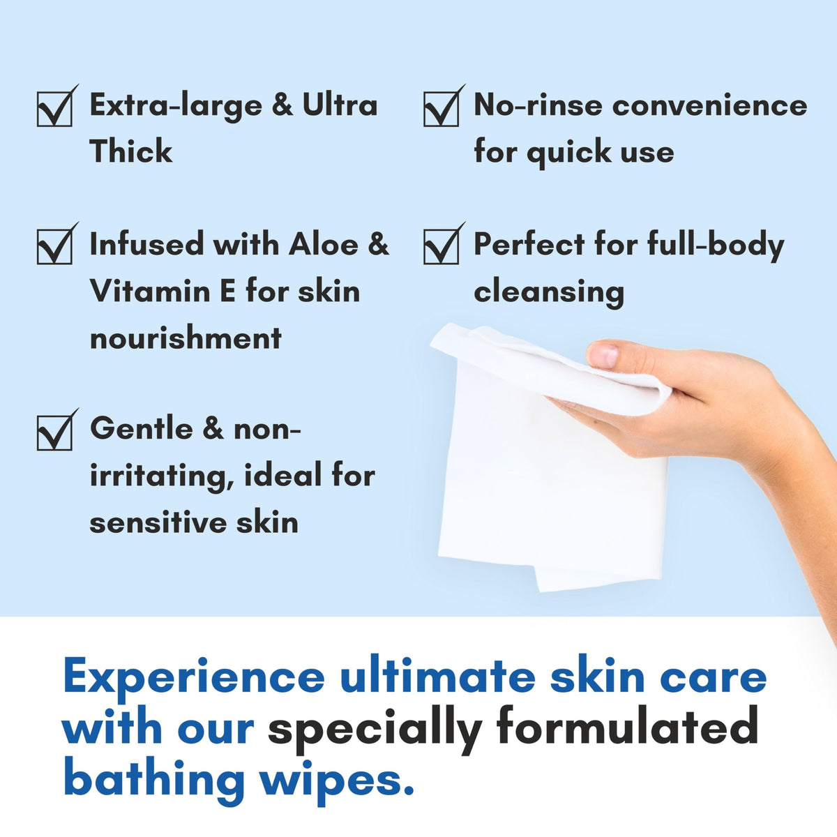 Nurture Rinse Free Bathing Disposable Adult Wipes w Aloe - Nurture Valley Official Imagery - 6