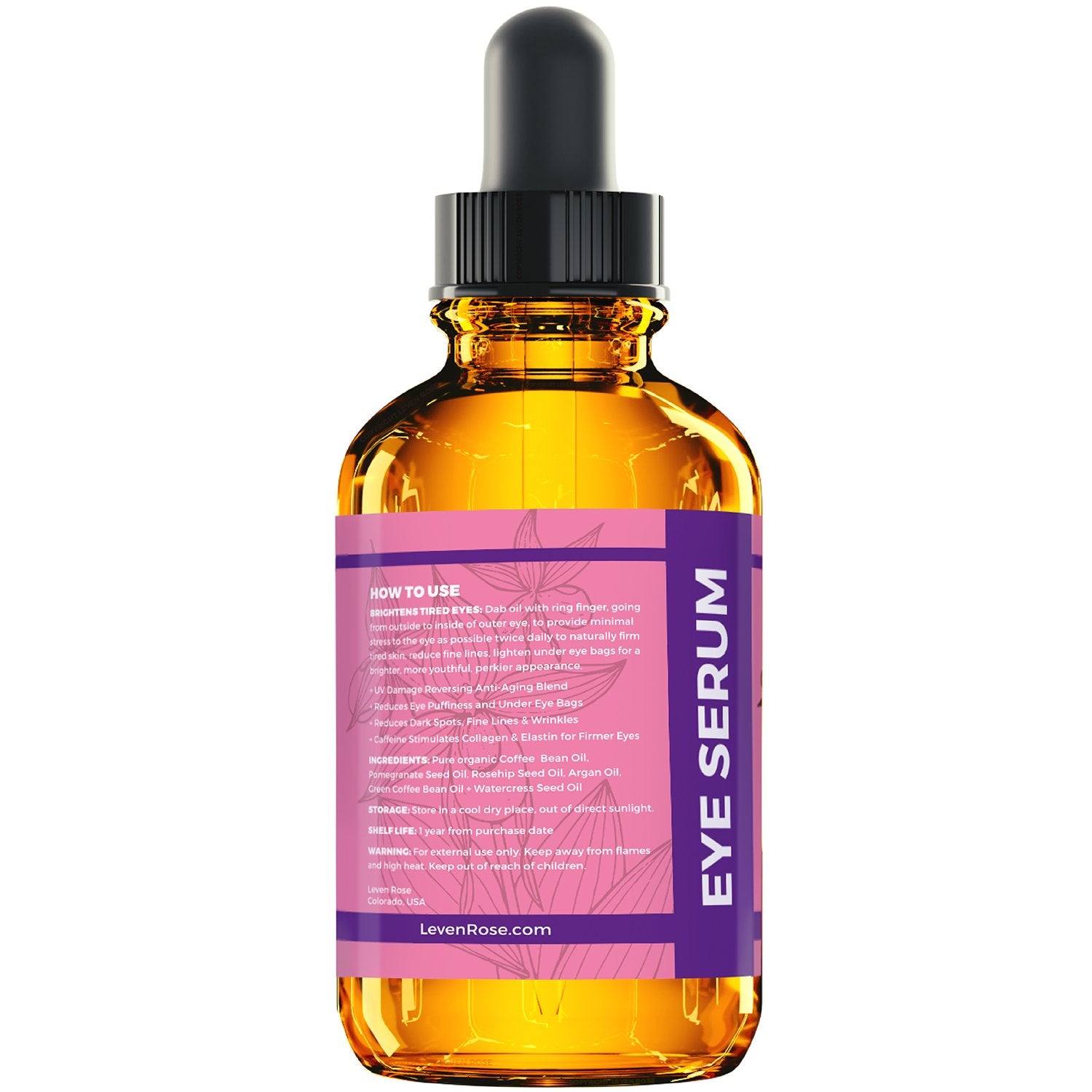 Leven Rose Coffee Oil Caffeine Serum for Eyes - Anti aging Organic Under Eye - Leven Rose Official Product View 6