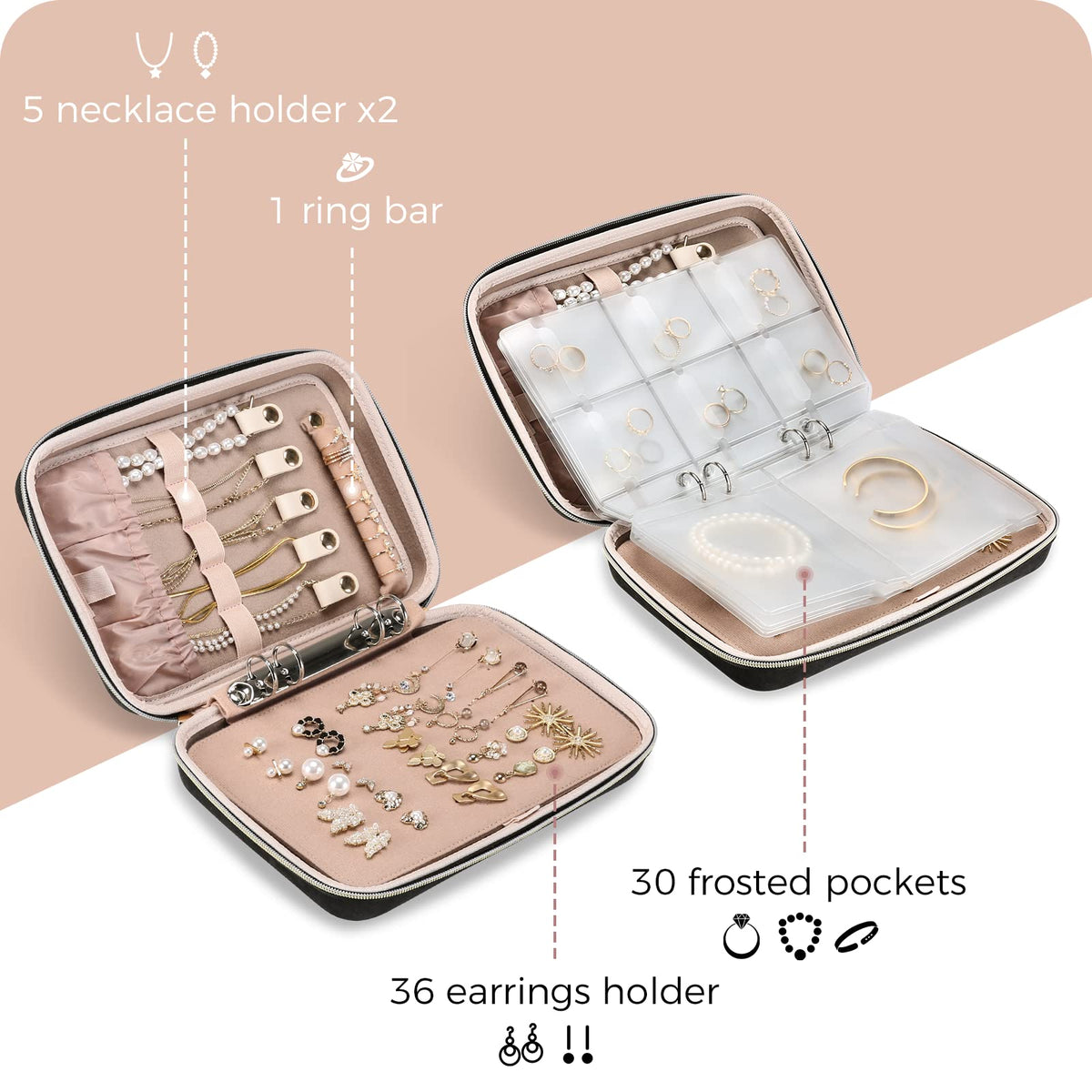 ProCase Large Travel Jewelry Organizer Case Jewellery Home - ProCase Official Imagery - 6