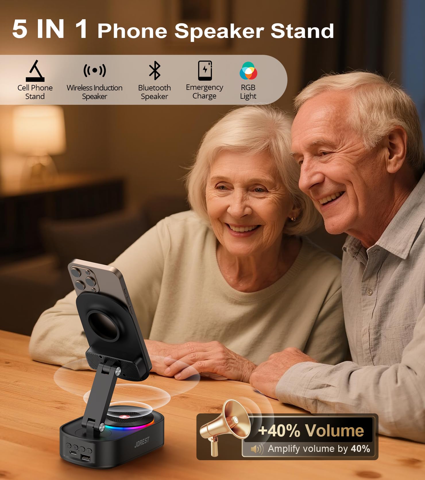 Jorest Wireless Induction Speaker, Phone Speaker Amplifier with B by Jorest - Angle View 3