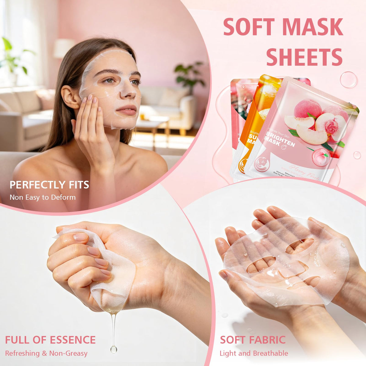Face Mask 60 Pack Face Masks Skincare Set Bulk Gifts for - ZKONLY Official Imagery - 4
