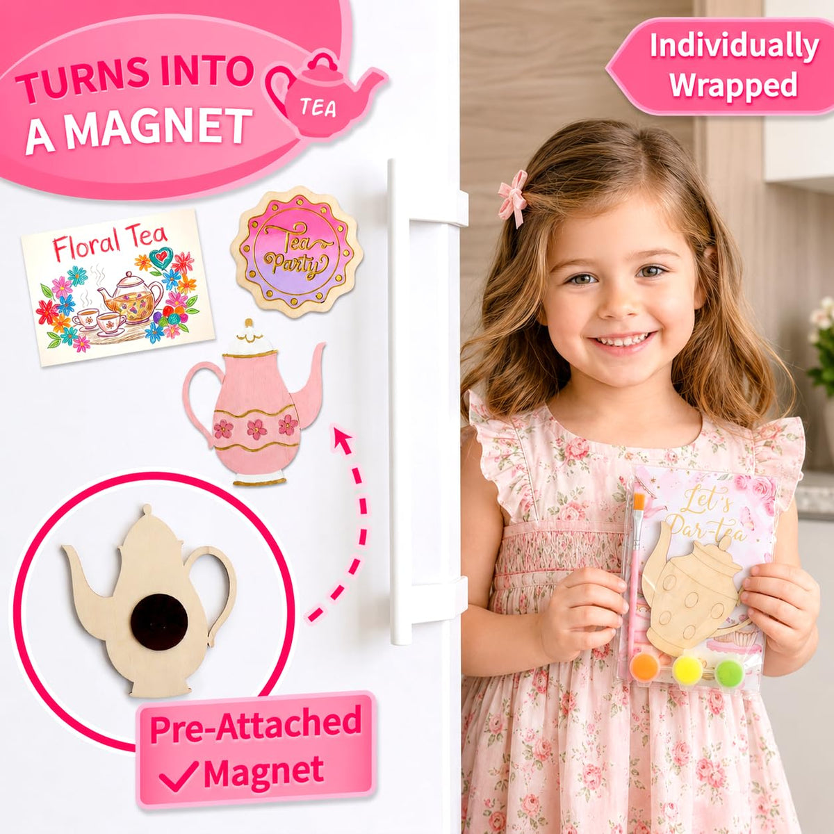 12 Pack Tea Party Favors for Girls Floral Themed DIY Wooden - Moltby Official Imagery - 5