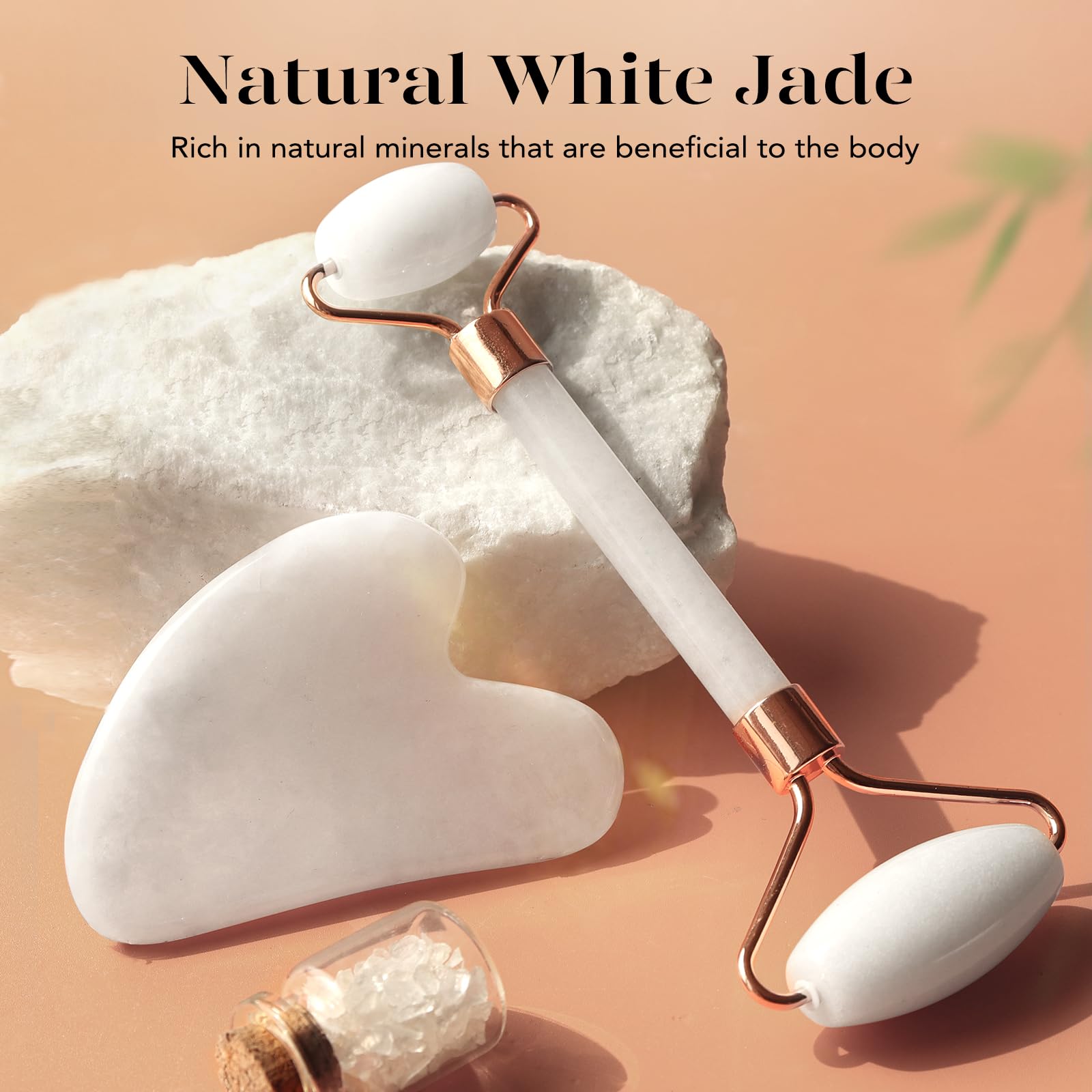 BAIMEI IcyMe Jade Roller & Gua Sha Facial Tool Set for Face Depuffing
