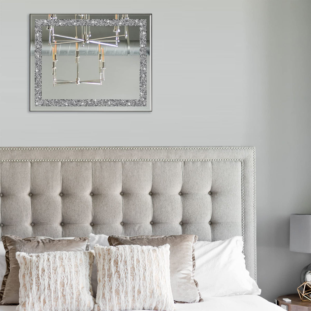 Rectangular Crystal Crush Diamond Mirror for Wall Decoration - Ruomeng Official Imagery - 6