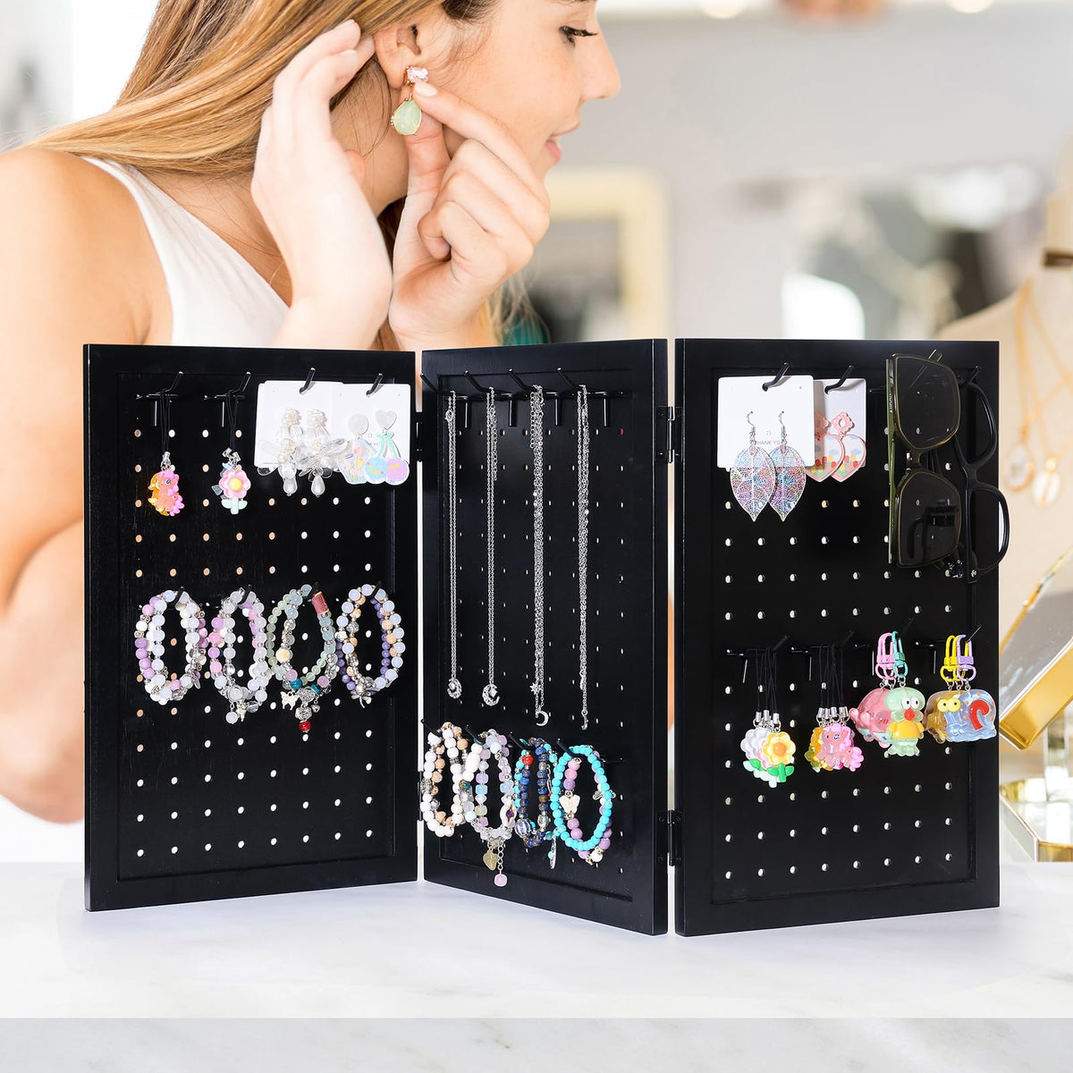 Wooden Jewelry Display Organizer with 24 Removable Black - humberboat Official Imagery - 5