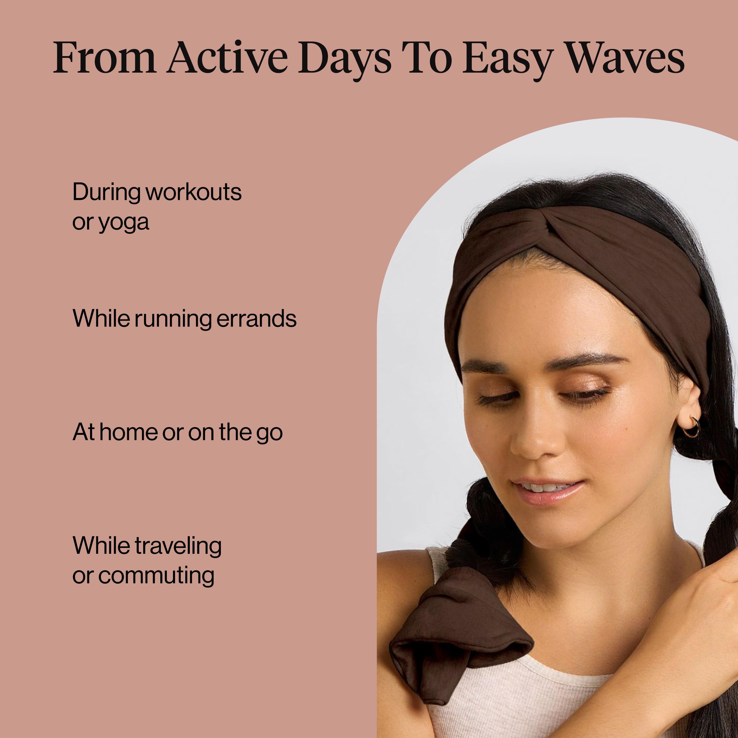 Kitsch Set & Flow Active Heatless Curling Headband For Women - Brown, 1pc - Elefair Tech Official Product View 8