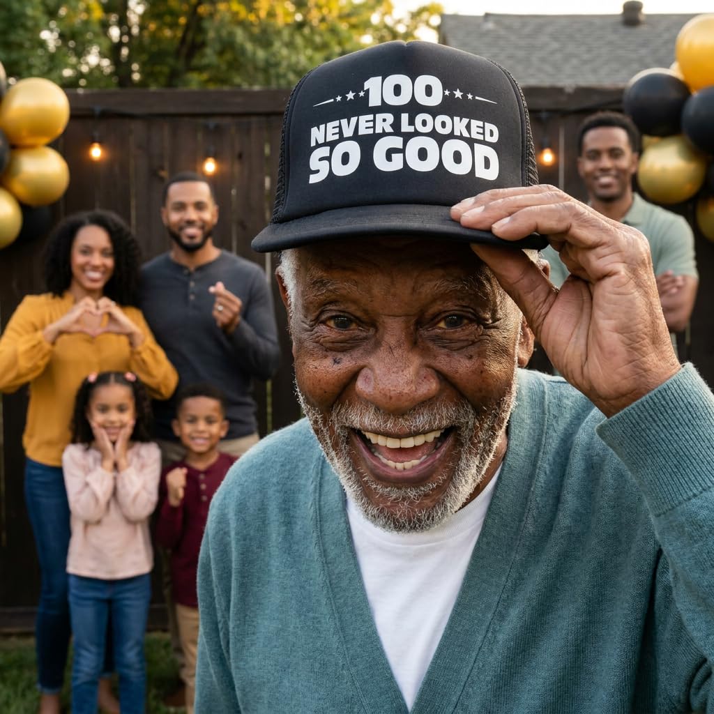 Sterling James Co. 100 Never Looked So Good Novelty Trucker Hat - - Sterling James Co. Official Product View 3