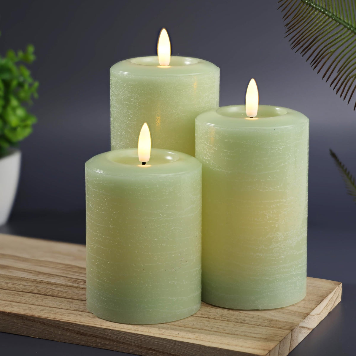 Essentials Natural Glow Flameless Flickering Wax Pillar 3 - LumiPur Official Imagery - 1
