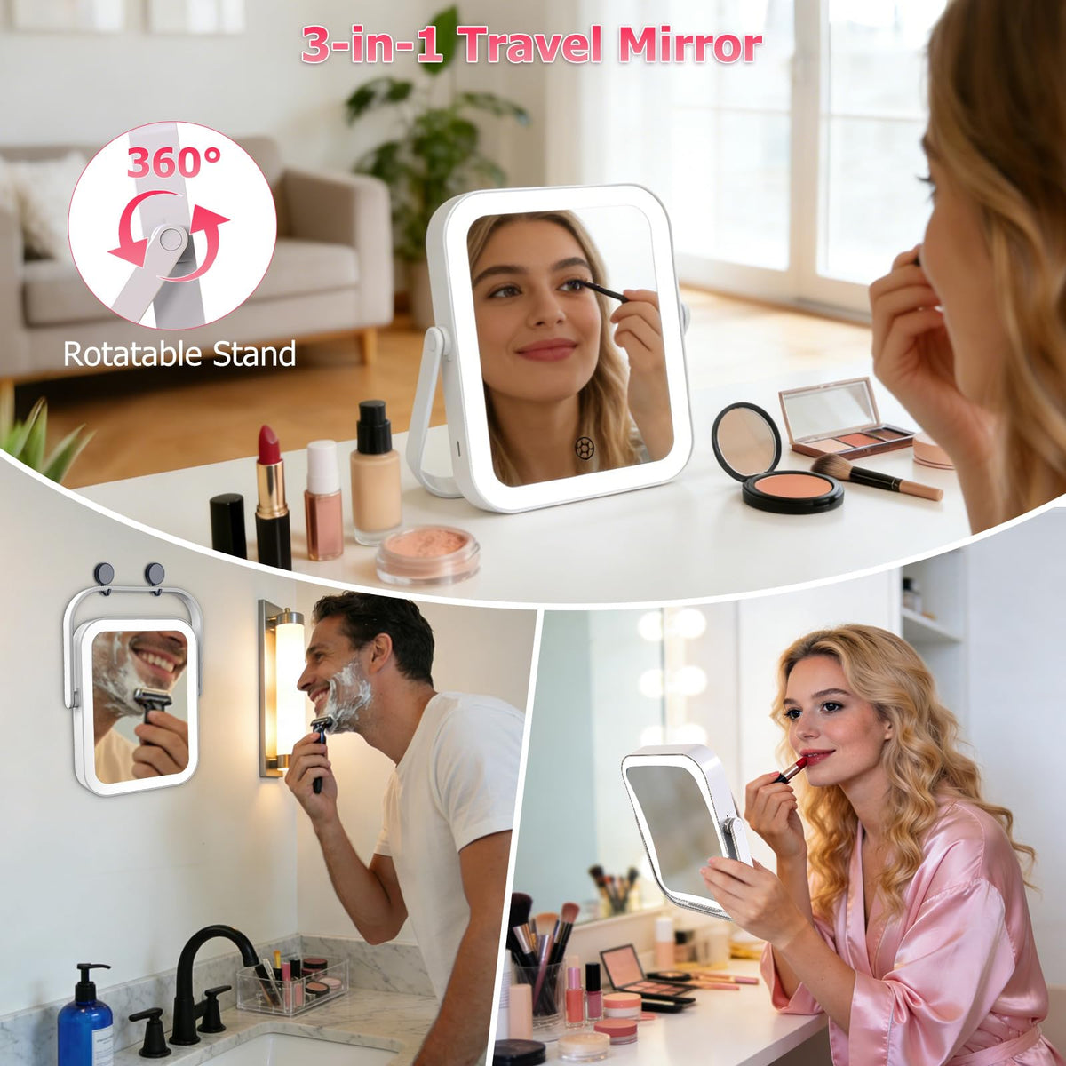FUNTOUCH 30X 1X Travel Magnifying Mirror with Light White - FUNTOUCH Official Imagery - 8