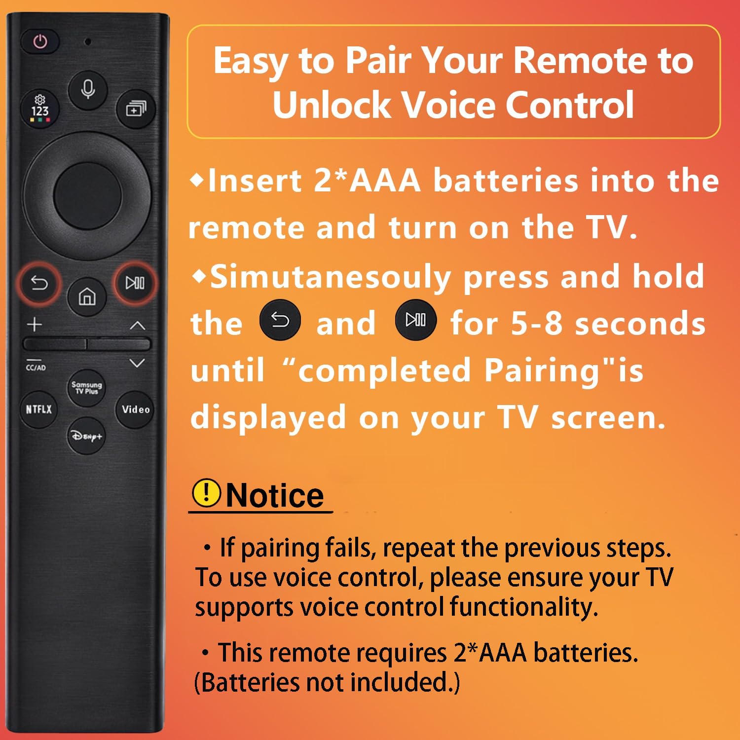 Samsung TV Voice Remote – 2019–2026 Models, 2-Yr Warranty
