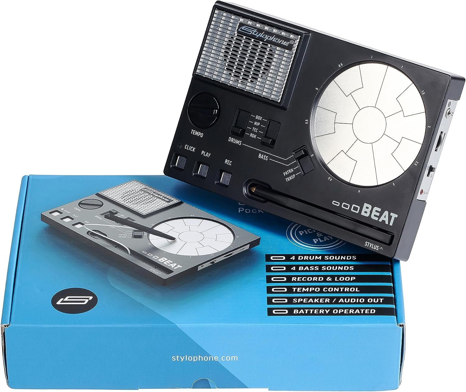 Stylophone Beat - Compact Stylus Drum Machine | 4 Drum Kits & 4 B by Stylophone - Angle View 2