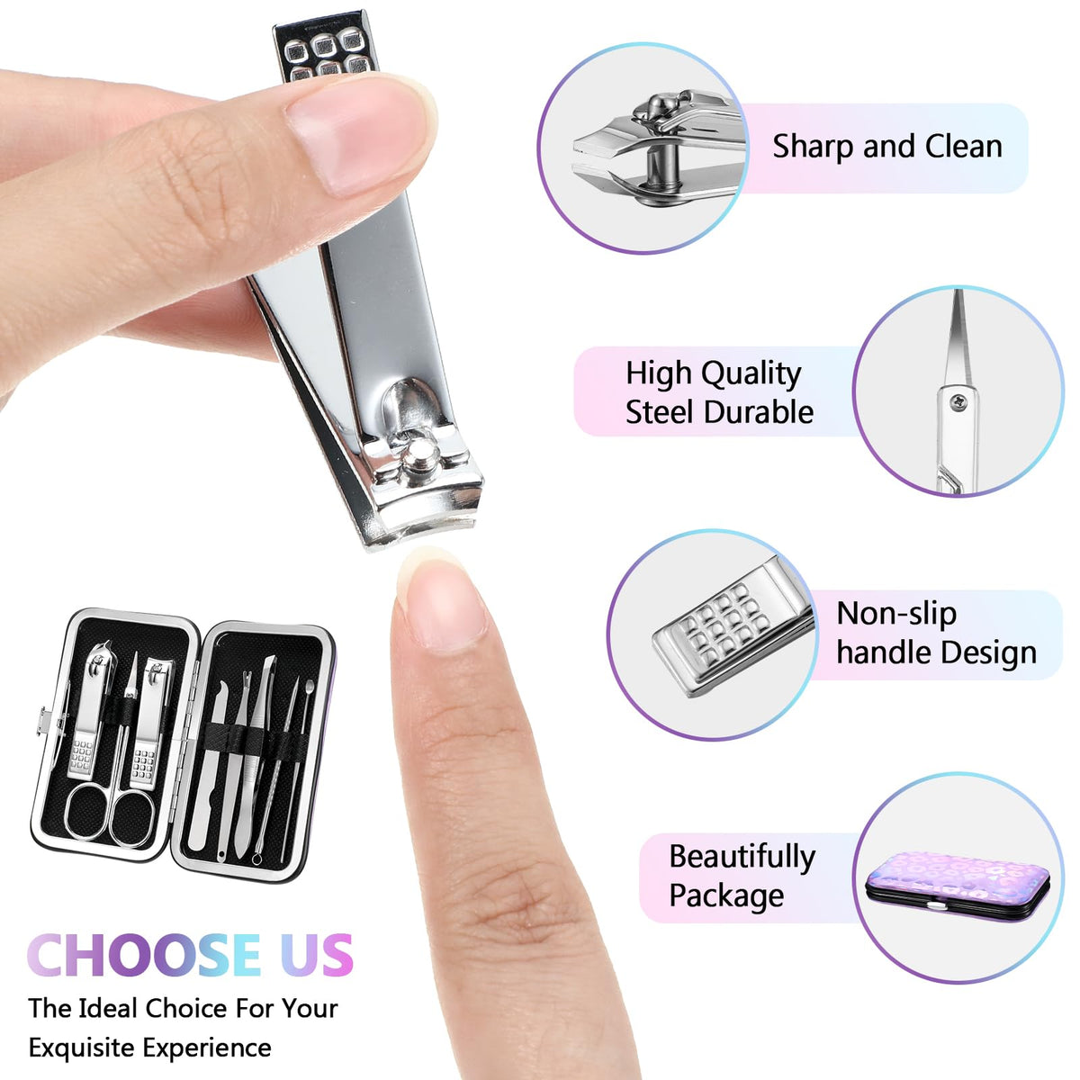 Lasnten 24 Set Nail Clipper Bulk Manicure Kit 8 in 1 Laser - Lasnten Official Imagery - 6