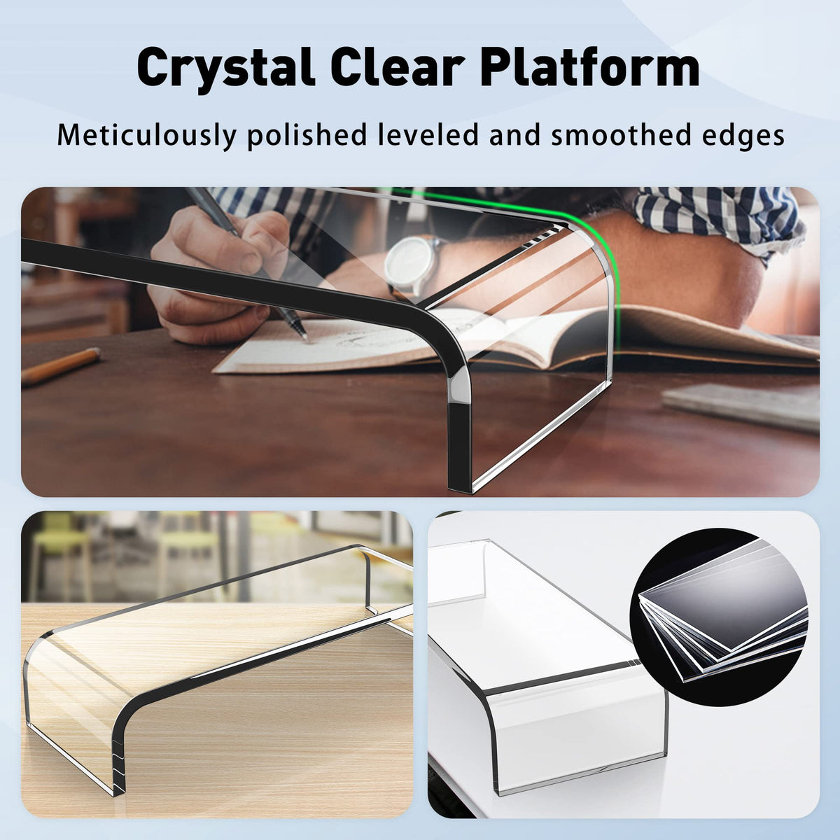 AboveTEK Acrylic Monitor Stand Premium Large Monitor Riser - AboveTEK Official Imagery - 5