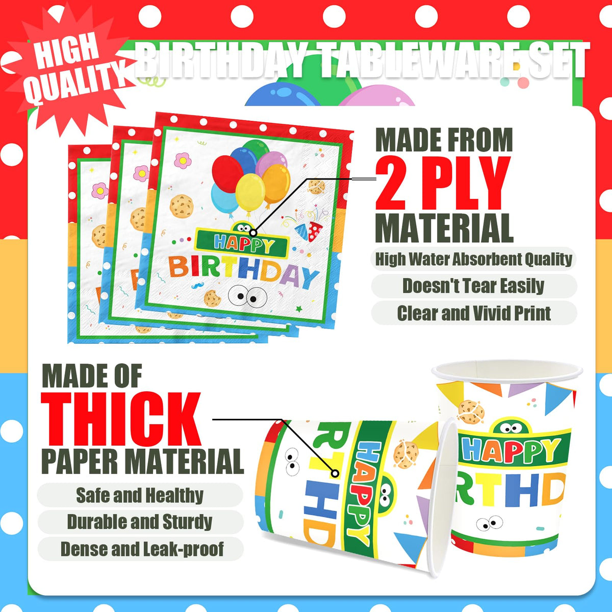 168PCS Party Supplies Cute Theme Birthday Decorations Serve - Galameow Official Imagery - 5