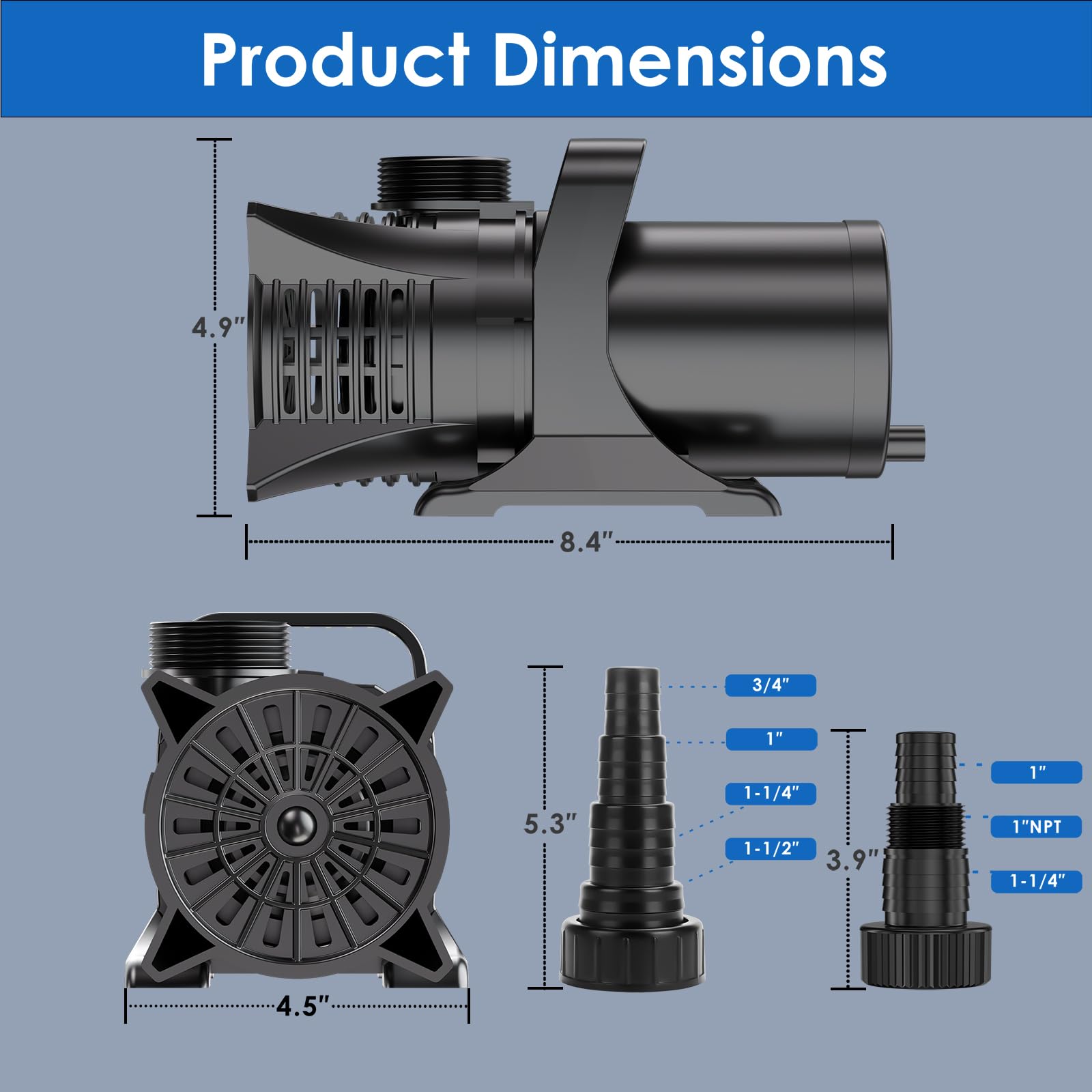 AquaMiracle 2700GPH Submersible Water Pump UL Certified Pond Pump - AquaMiracle Official Product View 2