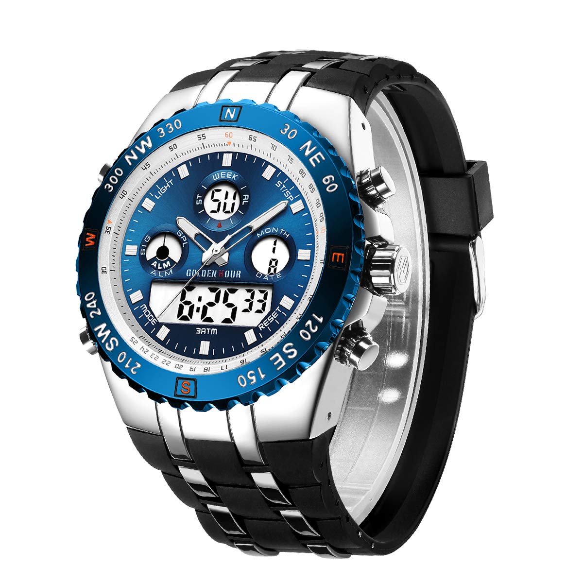 GOLDEN HOUR Military Sports Watch – Silver Blue