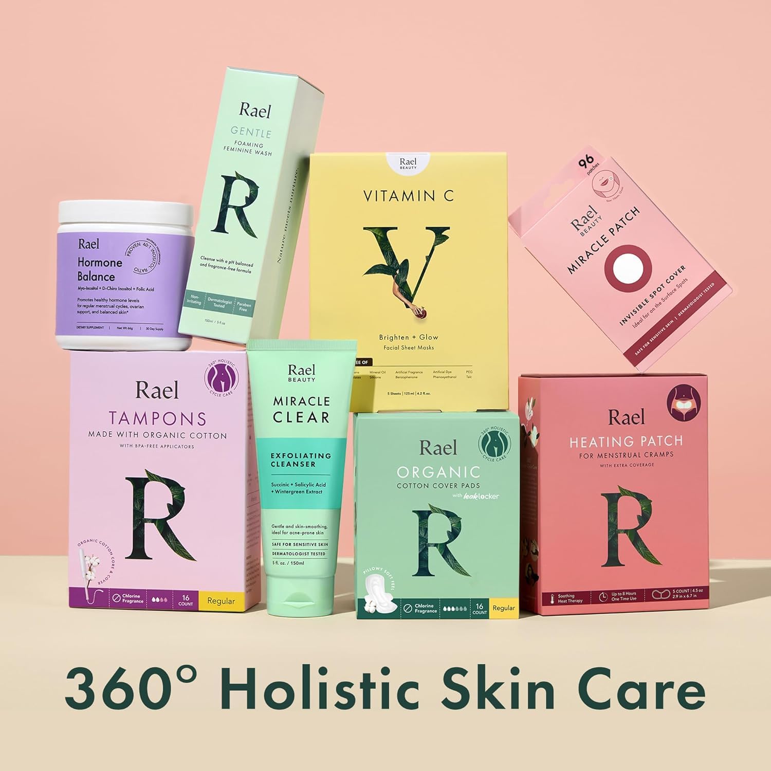 Rael Miracle Hydrocolloid Acne Pimple Patches pack with 96 clear skin-care patches for blemish treatment and acne healing.