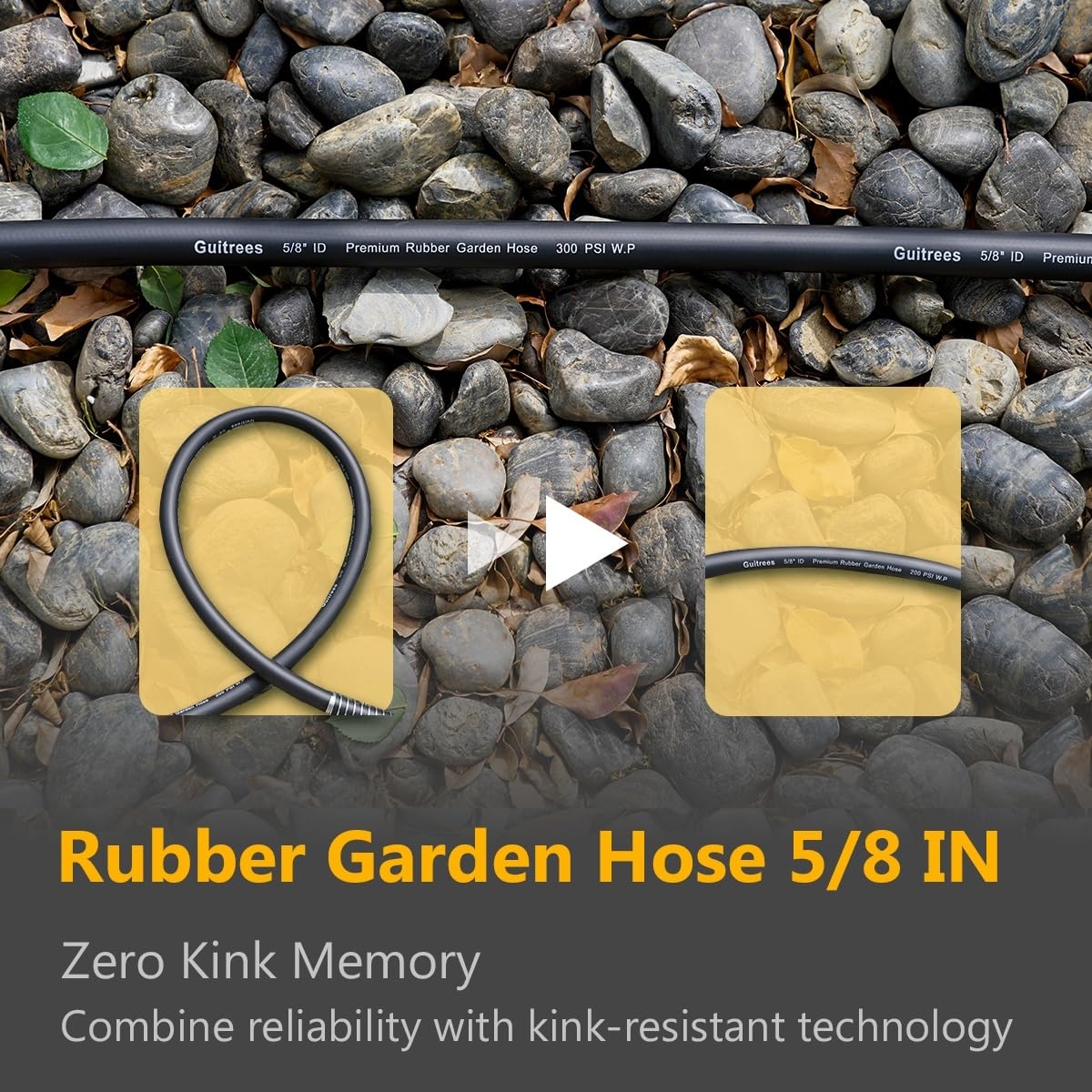 Guitrees 100FT 5/8 Heavy Duty Rubber Garden Hose - 300psi Working - Guitrees Official Product View 4