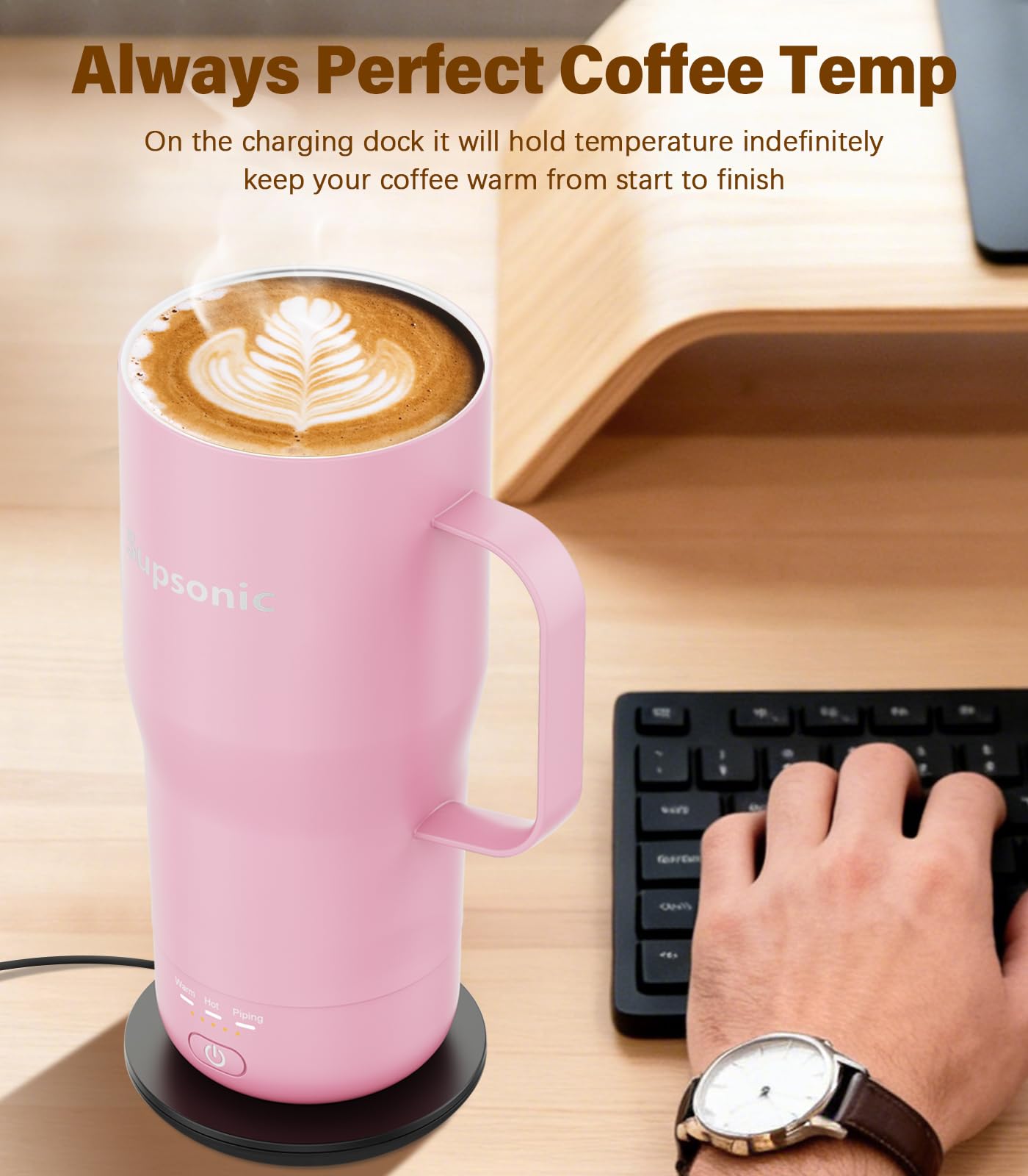 Supsonic 20oz Self-Heating Coffee Mug Electric Temp Control S3