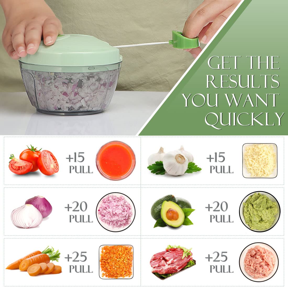 Ourokhome Manual Food Processor Vegetable Chopper, Portable Hand - Ourokhome Official Product View 3