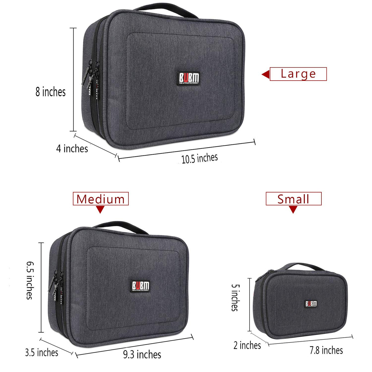 BUBM 3pcs Double Layer Electronic Organizer Travel Gadgets - BUBM Official Imagery - 3