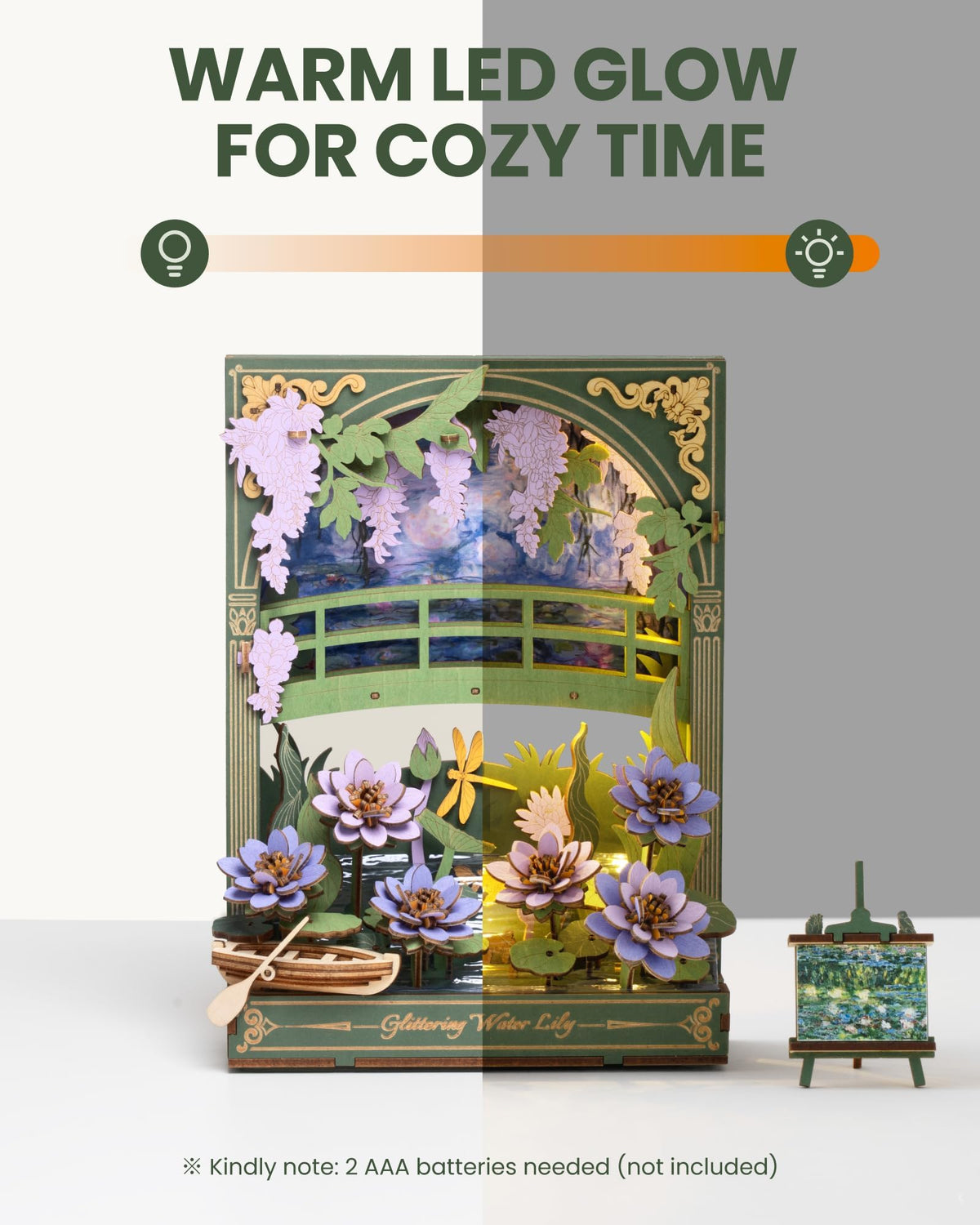 rowood Water Lily 3D Puzzle Building Set with LED DIY Monet - rowood Official Imagery - 5