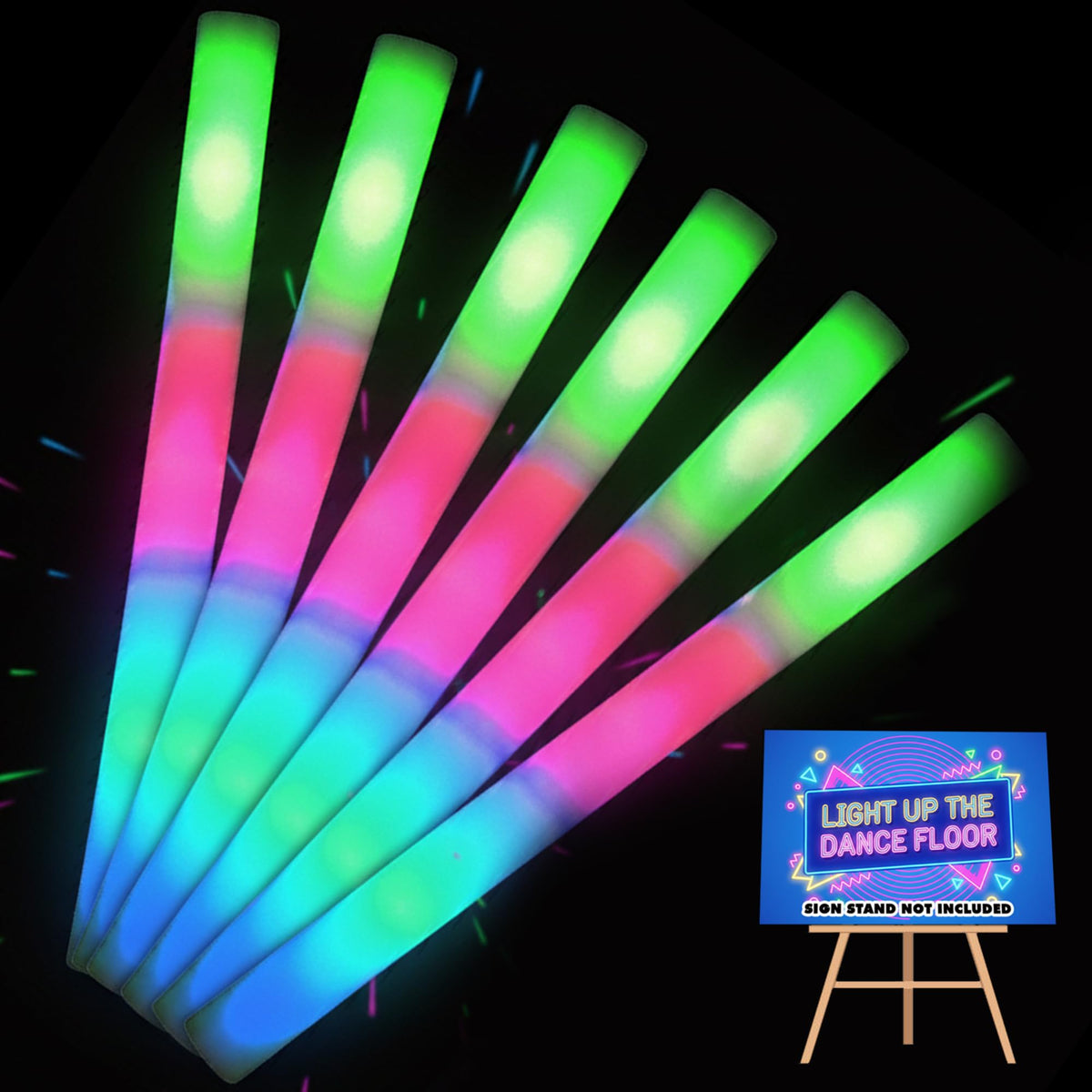 LED Foam Sticks Includes Sign Lights Party Batons Wand for - MR PARTY KING Official Imagery - 1