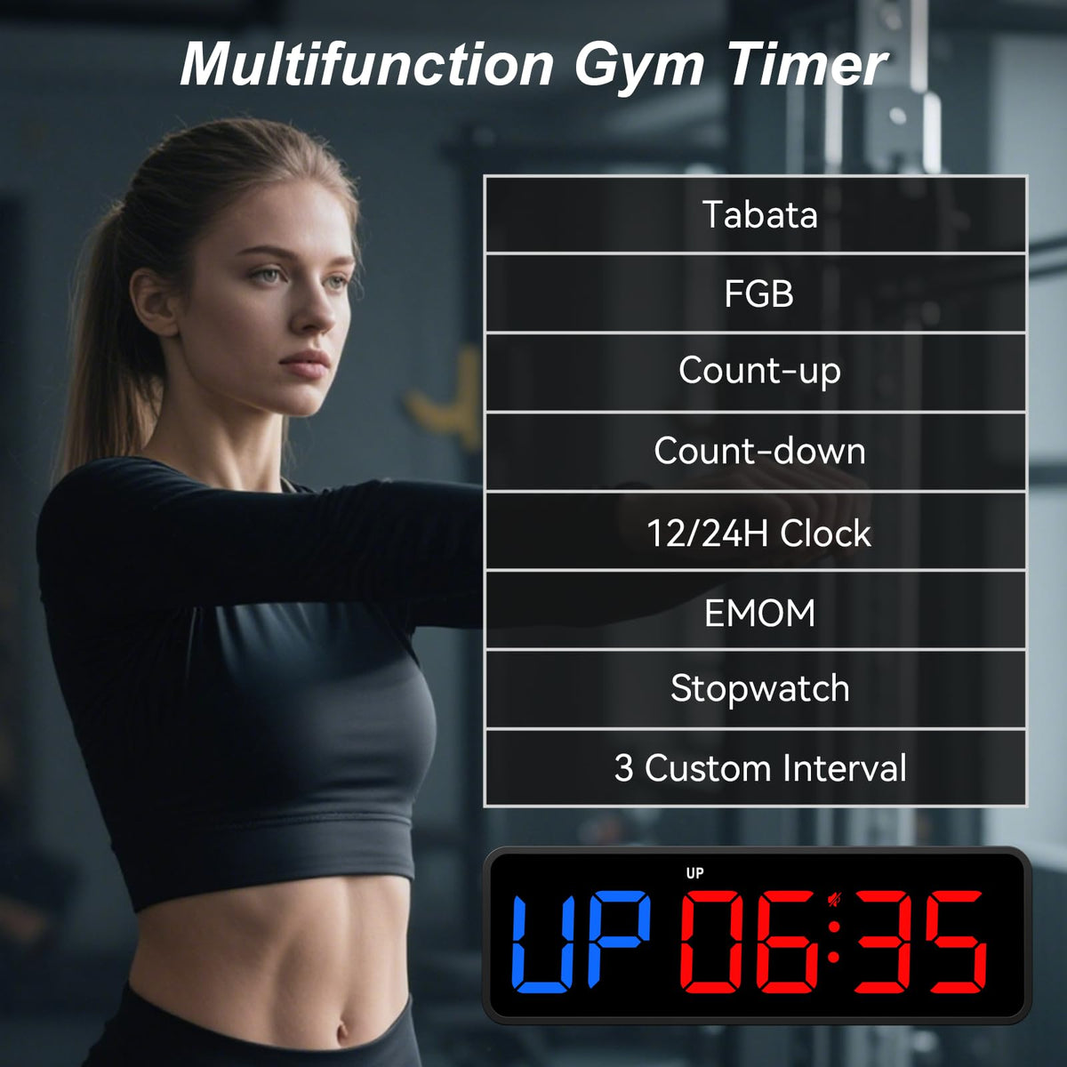 Portable Gym Timer Clock Fitness Digital Clock with Strong - Acedeck Official Imagery - 3