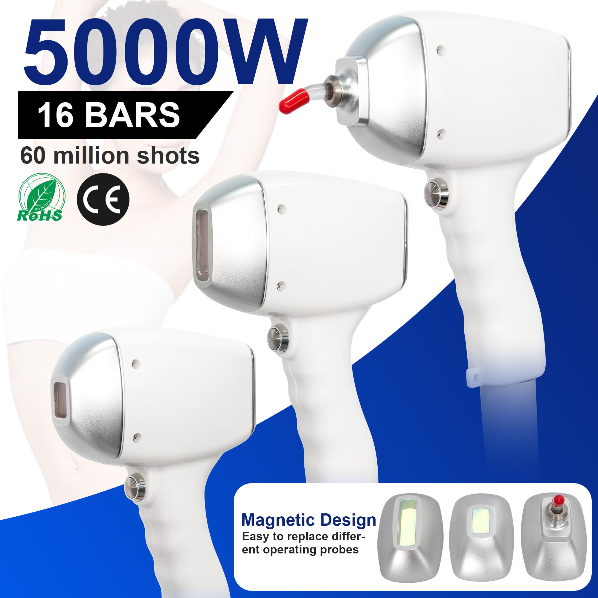 16 Bars 2-IN-1 Hair Removal Machine With Magnetic Head 4 Wavelengths