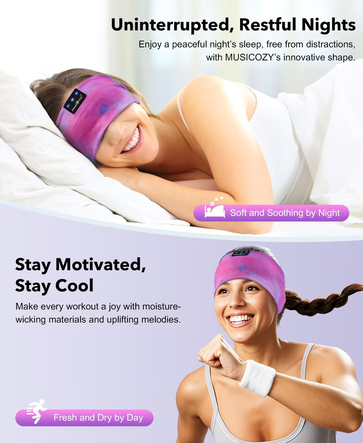 MUSICOZY Sleep Headphones Bluetooth 5 4 Headband Sports - MUSICOZY Official Imagery - 3