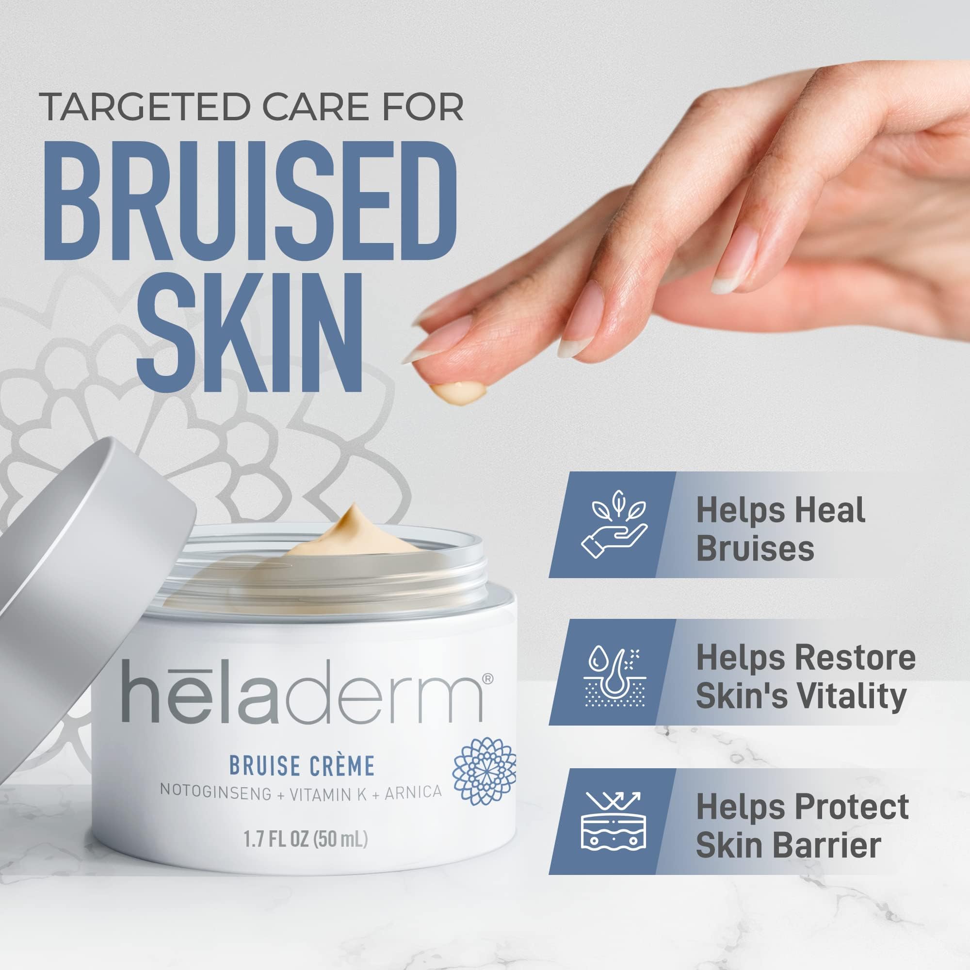 Heladerm Arnica Oil Bruise Cream Extra Strength (Fast Healing) - Bruise Cream for Seniors - Targeted Care to Help Restore Skin’s Vitality, Arnica for Bruising and Swelling - 50mL