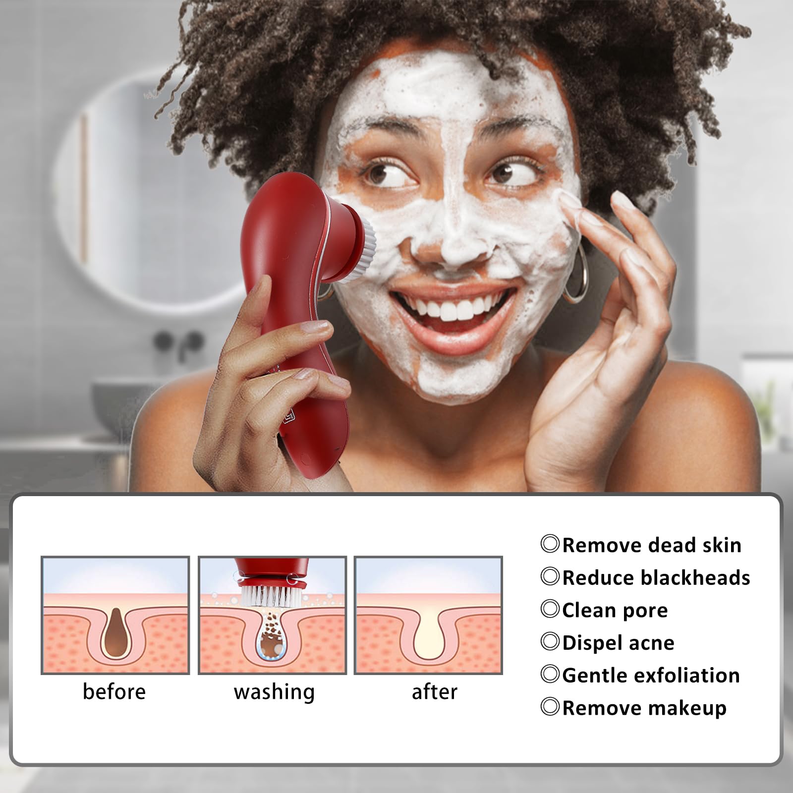 Facial Cleansing Brush Rechargeable Face Scrubber IPX7 - Crehora Official Imagery - 3
