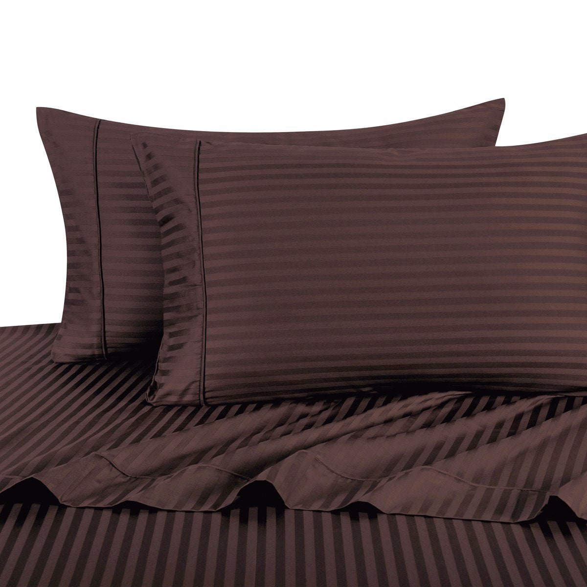 Royal Hotel Striped Chocolate 300-Thread-Count 4pc Full Bed - Product Imagery