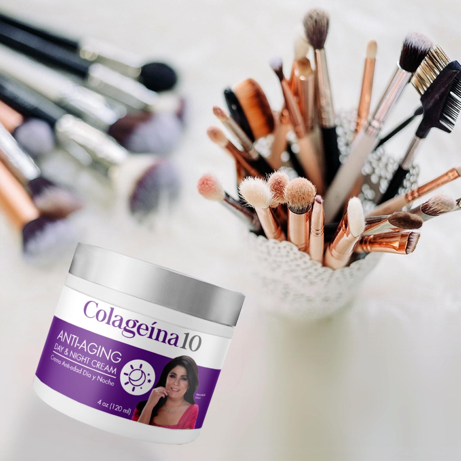 Colageina 10 Anti-aging Day and Night Cream Skincare Treatment with Hydrolyzed Collagen, Restores Skin Elasticity and Glow, 4 Ounces, Jar - Colageina 10 Official Product View 3