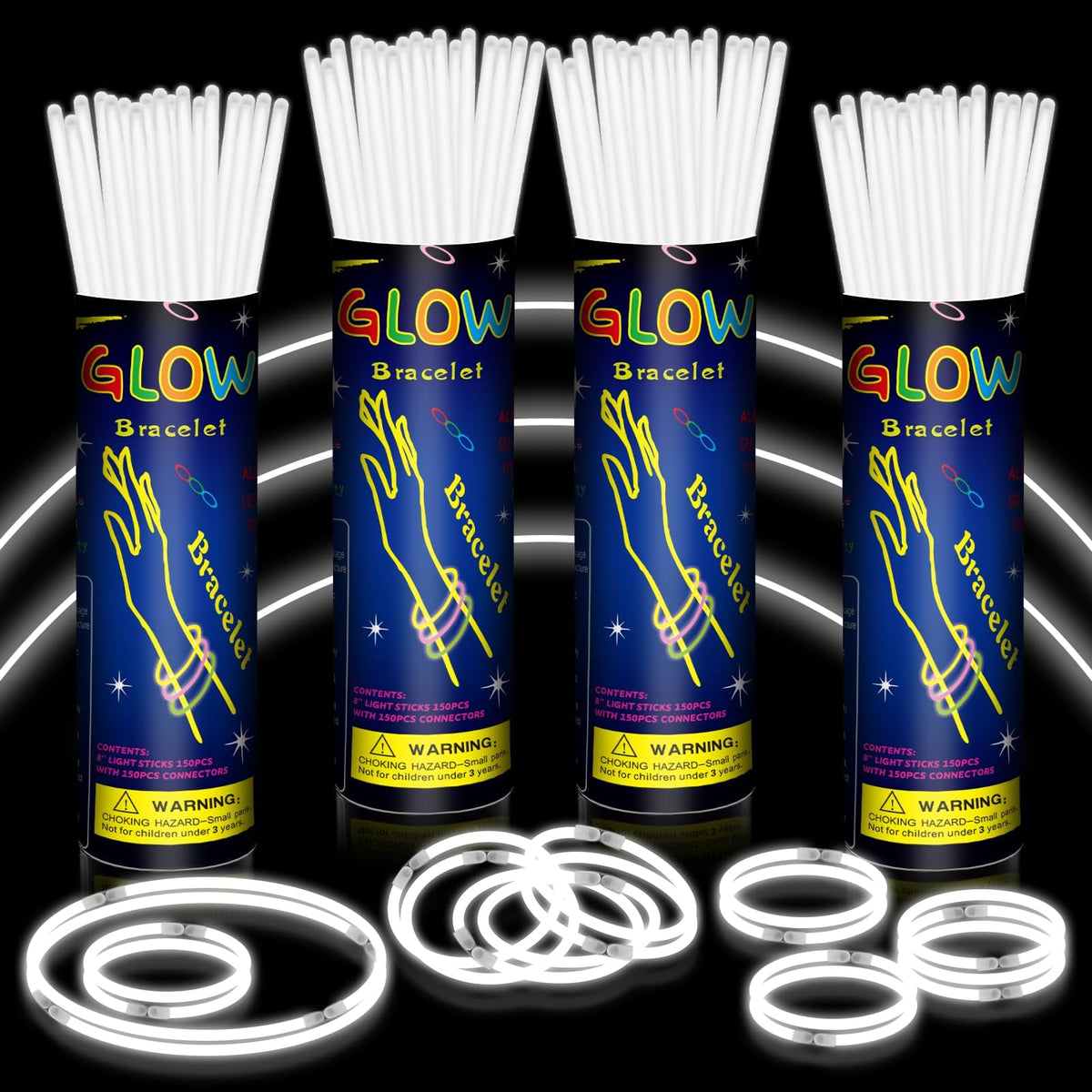 400 Pcs 8 White Glow Sticks Bulk for Party Supplies - GKXMAXIWANG Official Imagery - 1