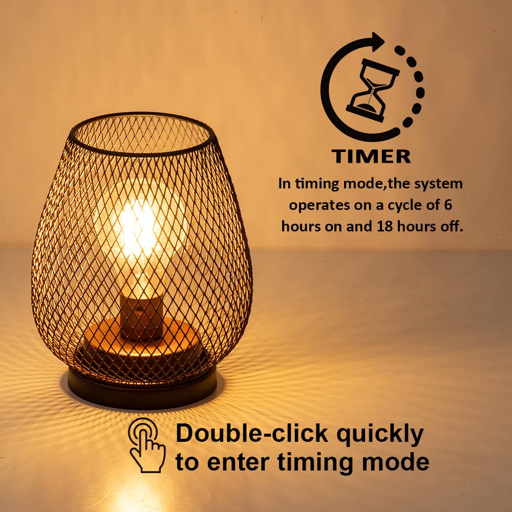 Set of 2 Rechargeable Lamp LED Table Lantern Brown Metal - DECORKEY Official Imagery - 5
