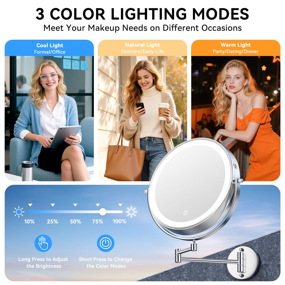 Auxmir 10 5000mAh 1X 30X Wall Mounted Lighted Magnifying - Auxmir Official Imagery - 5