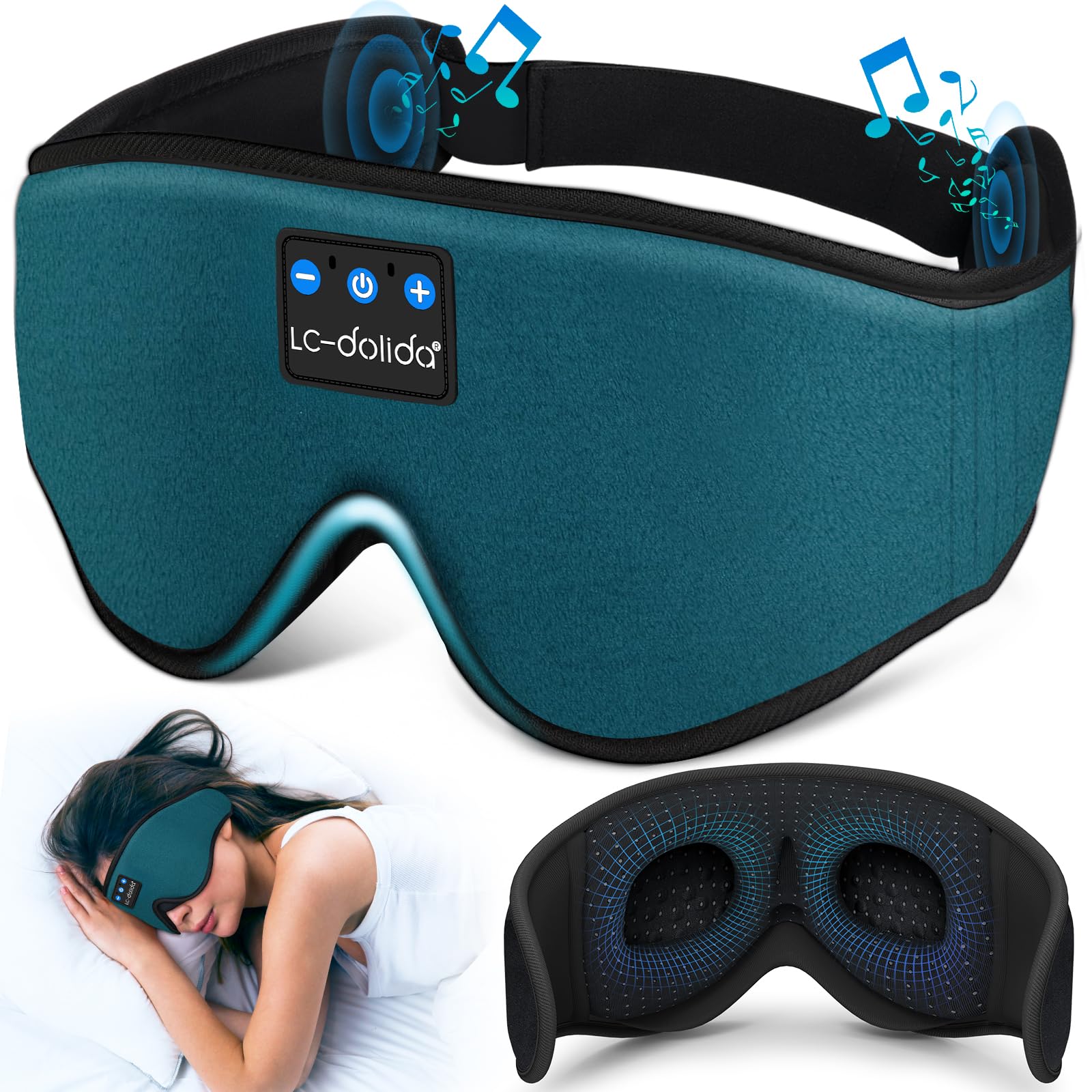 LC-dolida Sleep Mask with Bluetooth Headphones,Sleep Headphones B by LC-dolida - Angle View 8