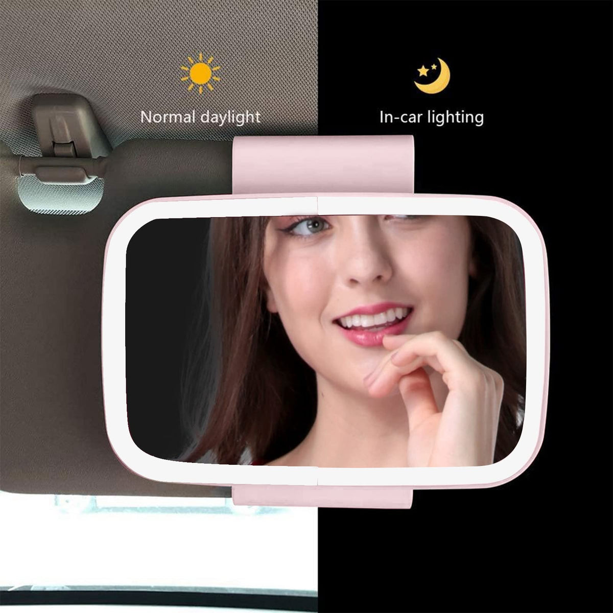 Car Cosmetic Mirror Car Sun Visor Makeup Mirror Surround LED - Keenso Official Imagery - 4