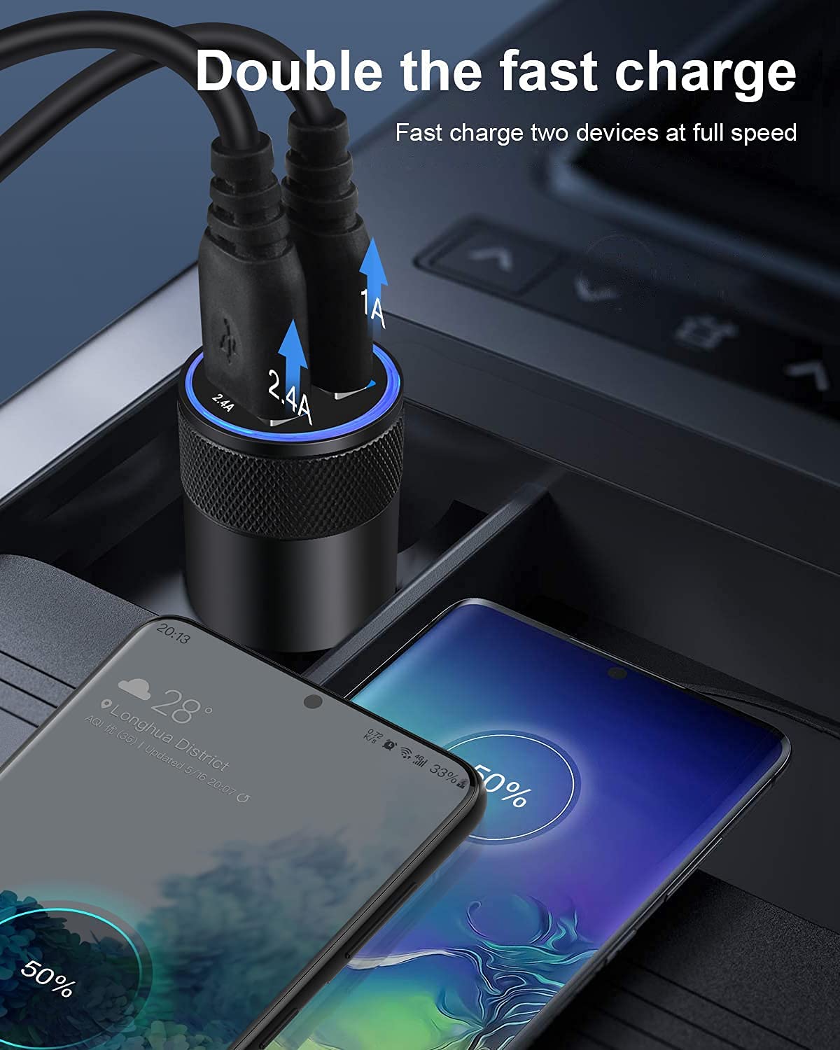 AILKIN Car Charger   Fast Charge Dual Port USB Cargador Lighter A by AILKIN - Angle View 6