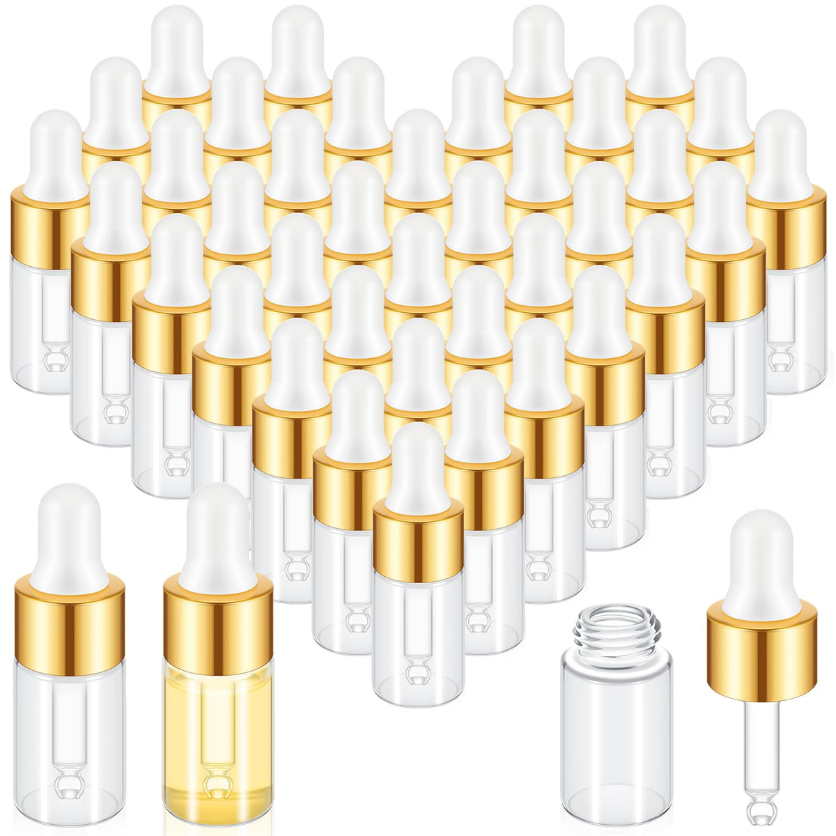 Didaey 200 Pcs 1 2 3 5 10 15 ml Mini Glass Oil Dropper - Didaey Official Imagery - 1
