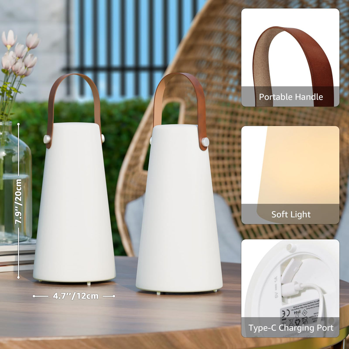 2 Pack Outdoor Lamps NiceBuy Rechargeable Outdoor Lanterns - NiceBuy Official Imagery - 7