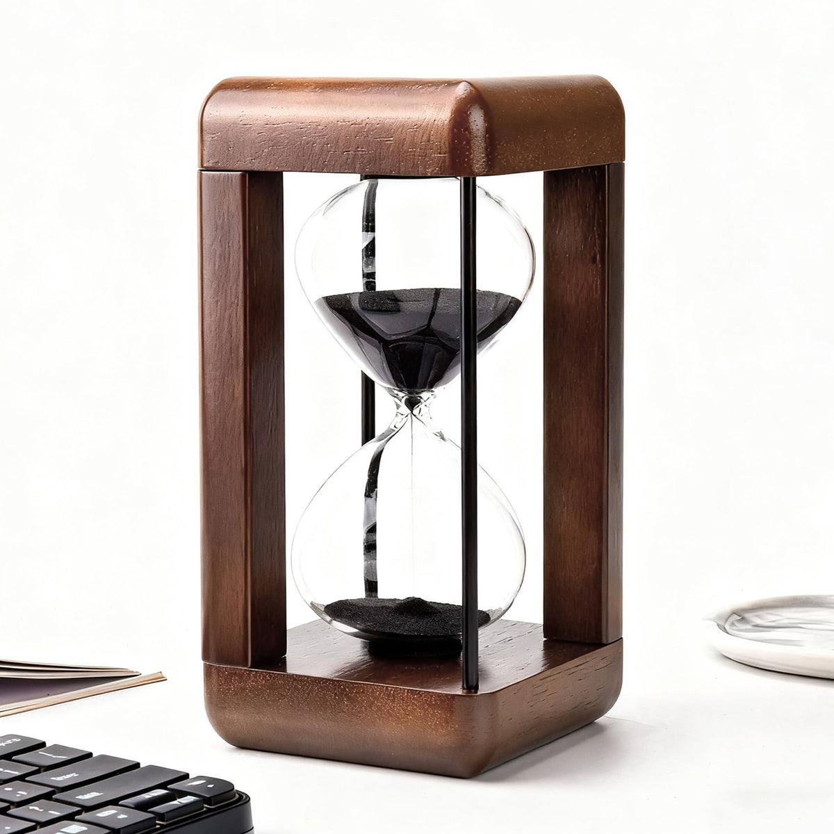 Hourglass Timer 60 Minute Large Premium Walnut Sand Timer - bvkotent Official Imagery - 1