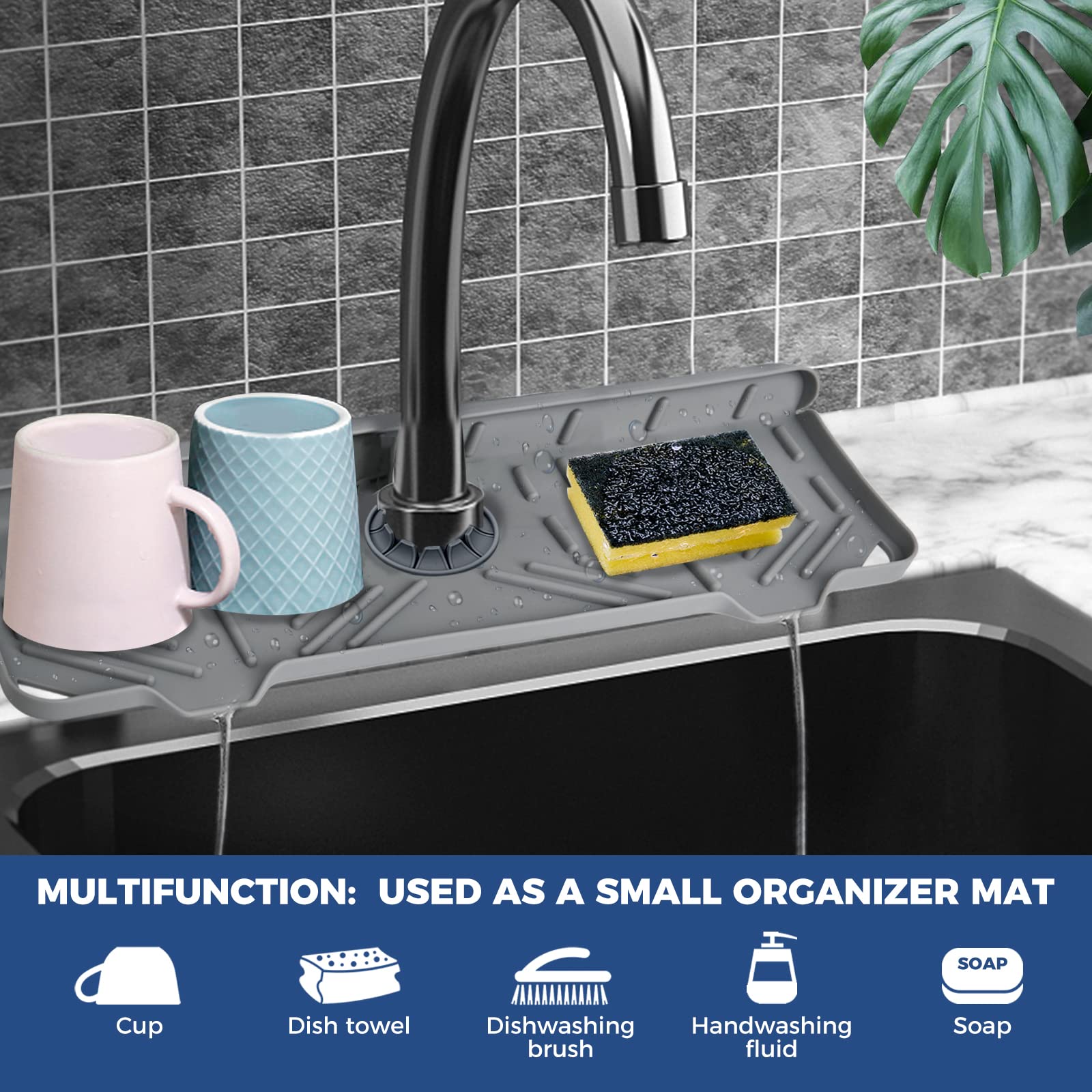 BFONS Silicone Faucet Handle Drip Catcher Drying Tray Mat Dish So by BFONS - Angle View 3