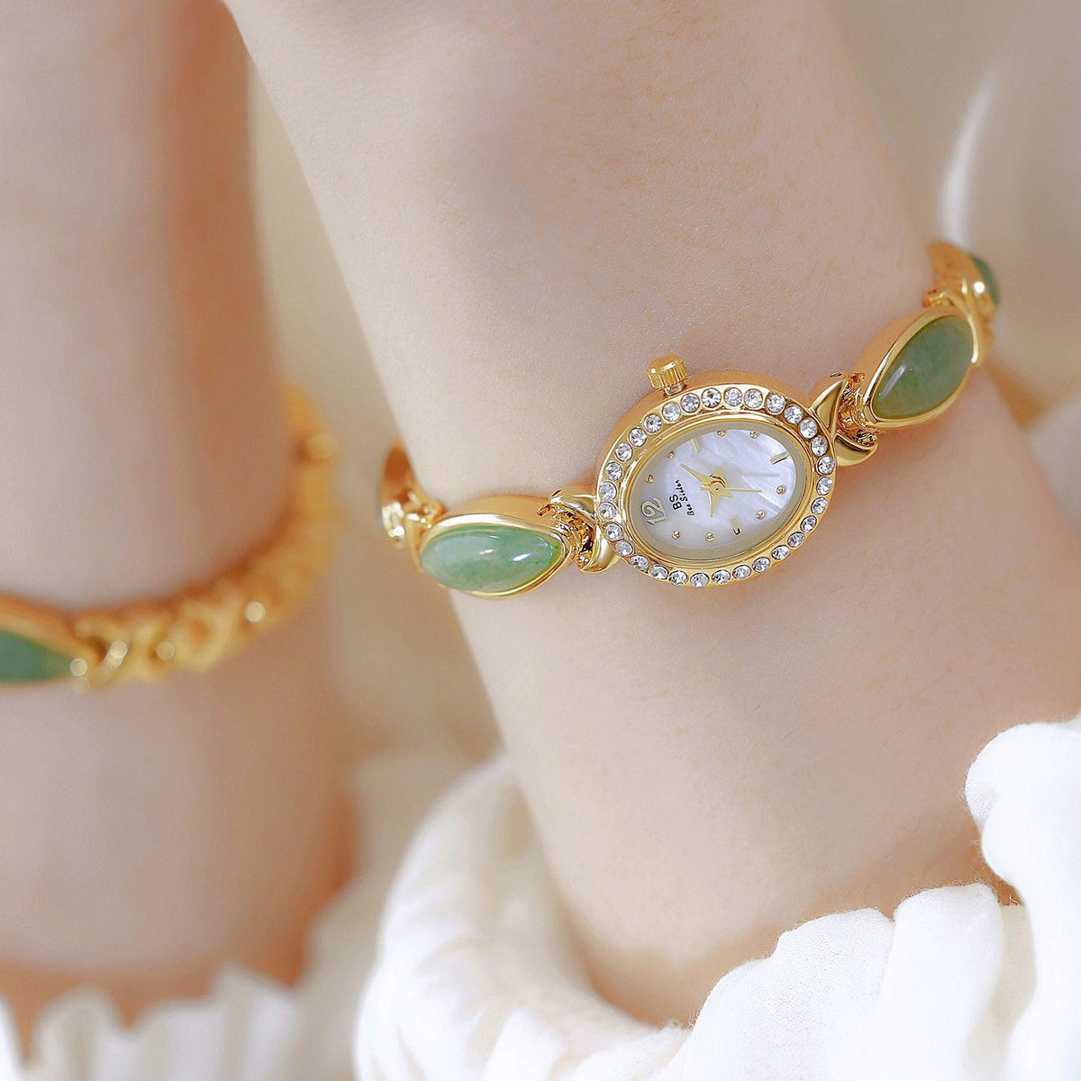 MASTOP Luxury Vintage Gold Watches for Women with Jade - MASTOP Official Imagery - 5