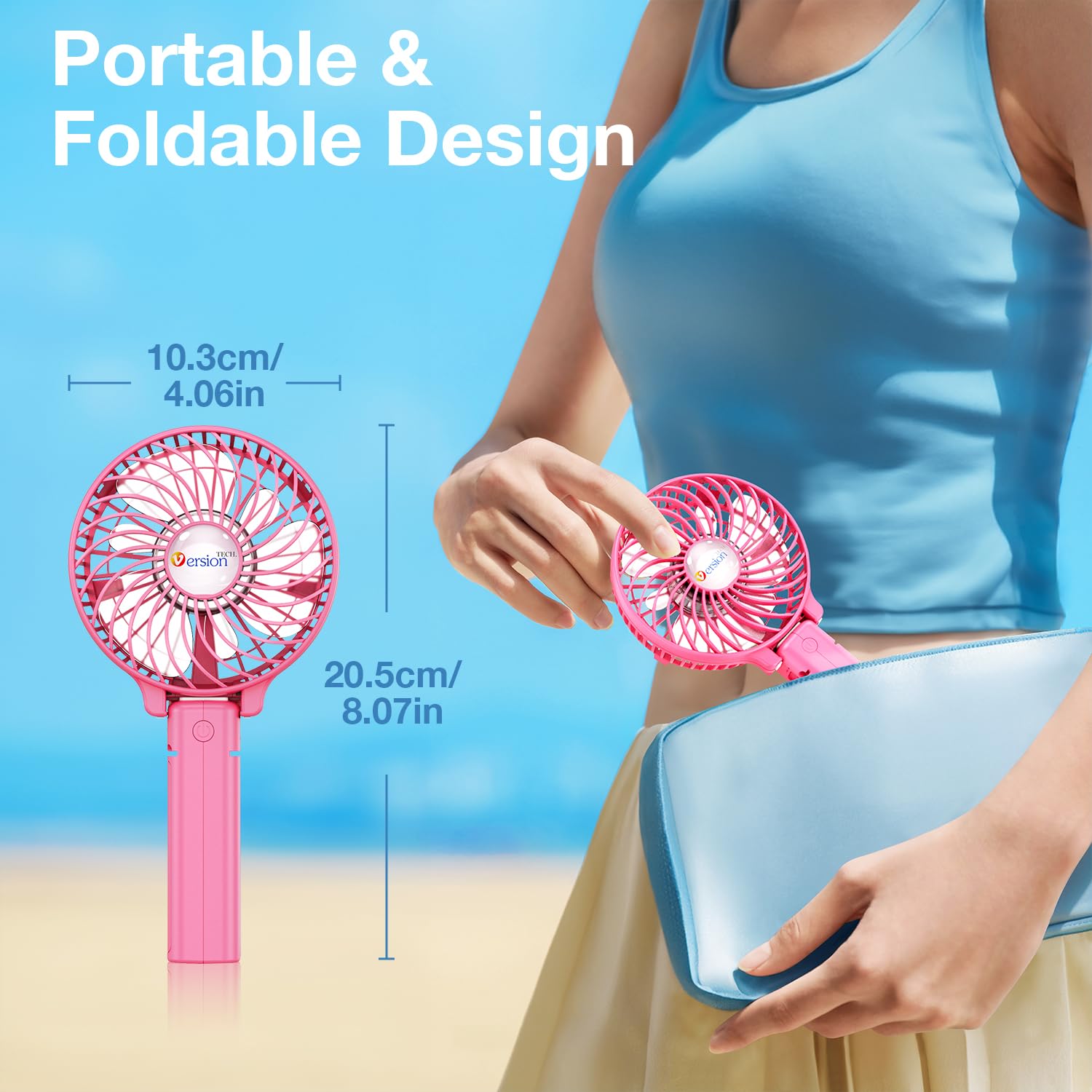 VersionTECH. Portable Handheld Fan, Powerful+Durable+4000mAh+180° - VersionTECH. Official Product View 3