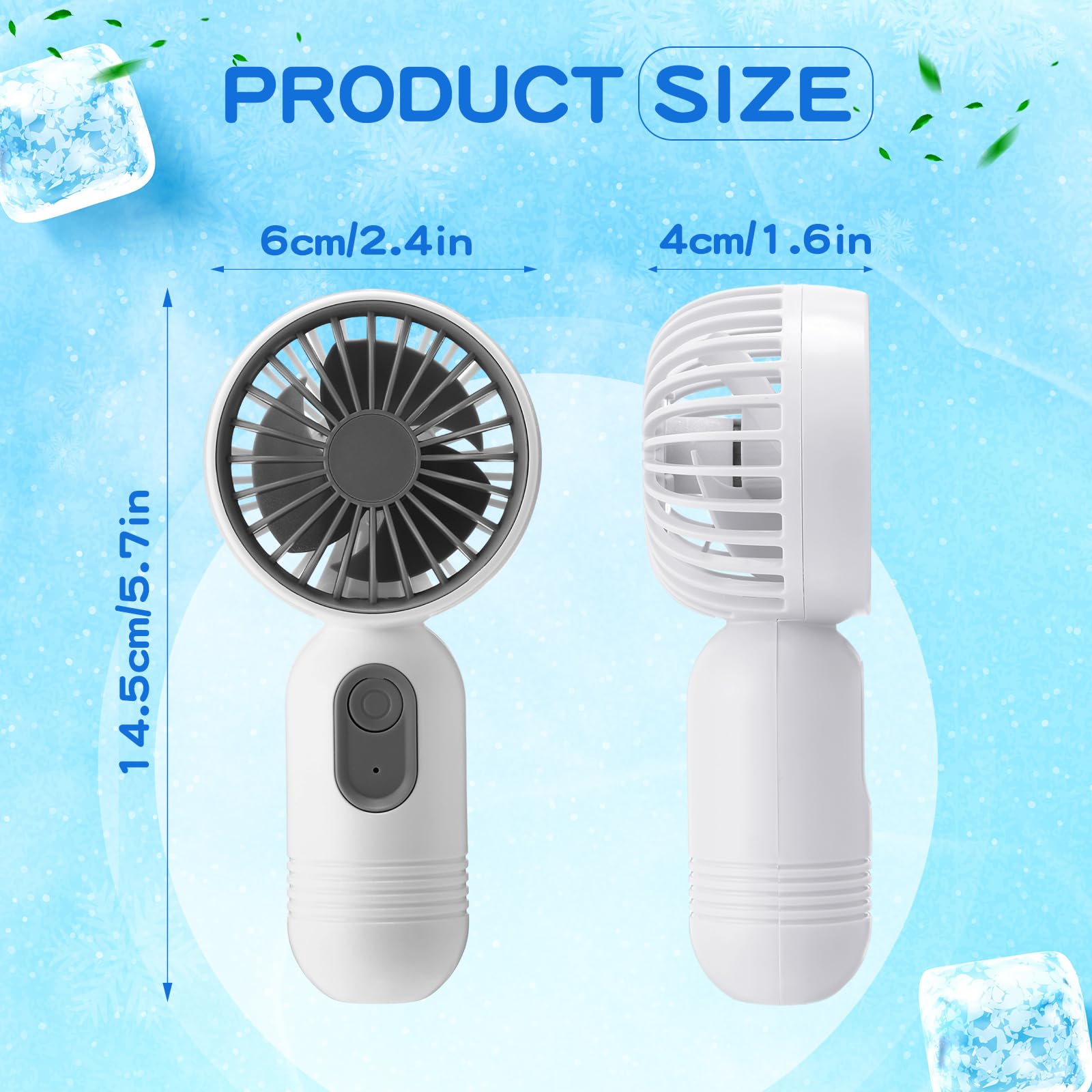 Rossesay 1 Pcs Mini Portable Fan 3 Speed Rechargeable, White - View 3