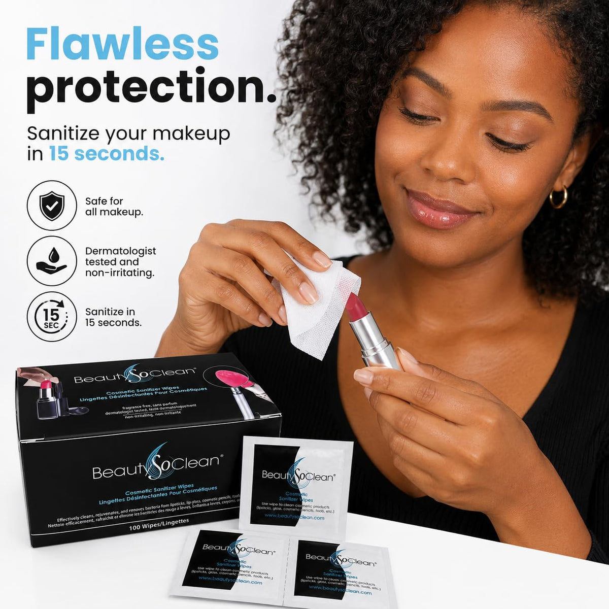 BeautySoClean Makeup Sanitizer Wipes - BEAUTYSOCLEAN Official Imagery - 3